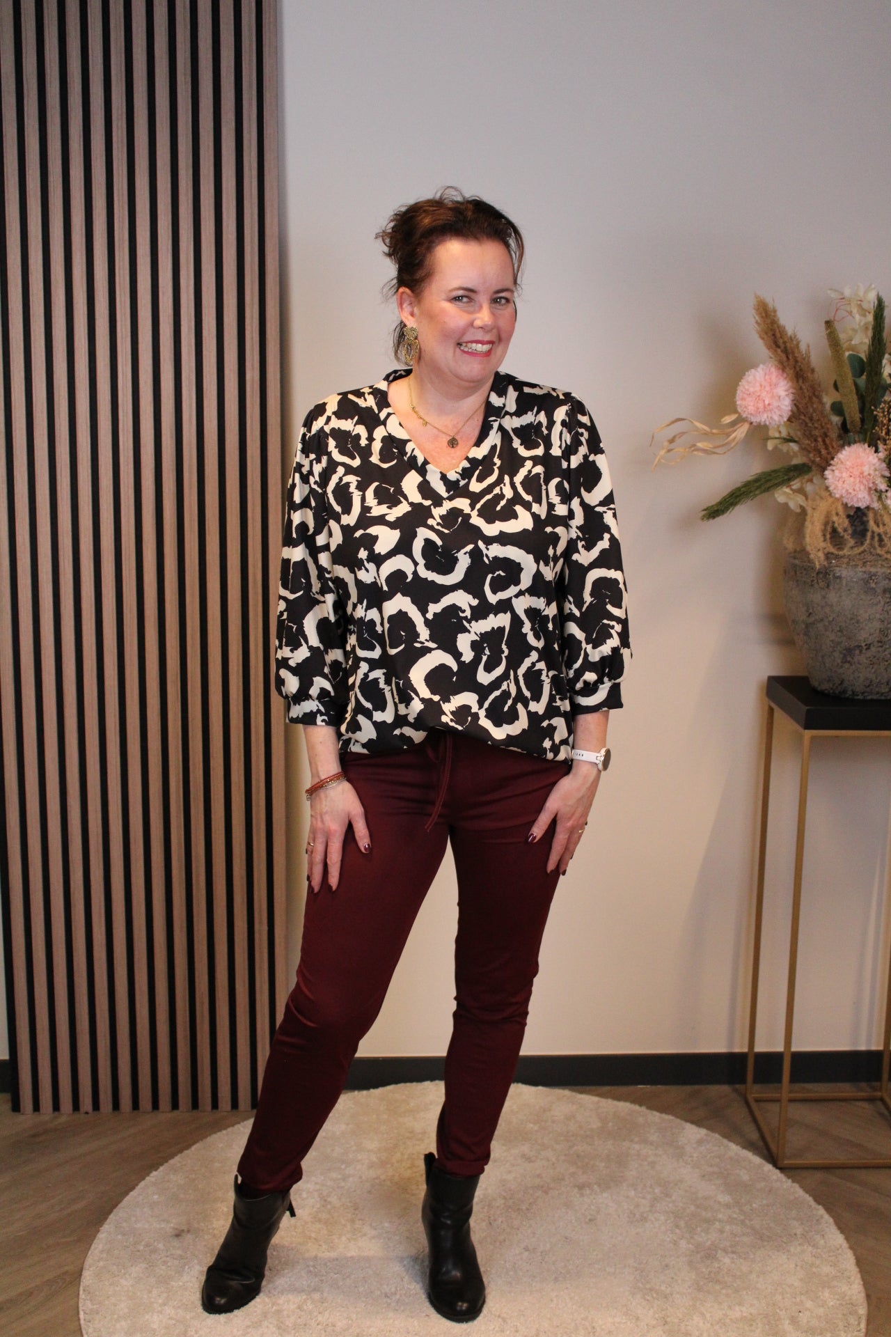 Sas | Top zwart 3/4-mouw 46 t/m 50