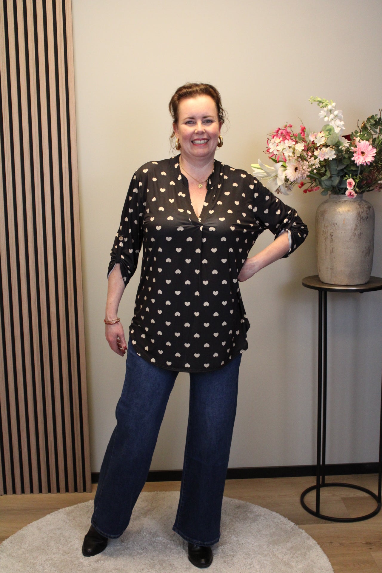 Esmée | Blouse zwart lange mouw 48 t/m 52