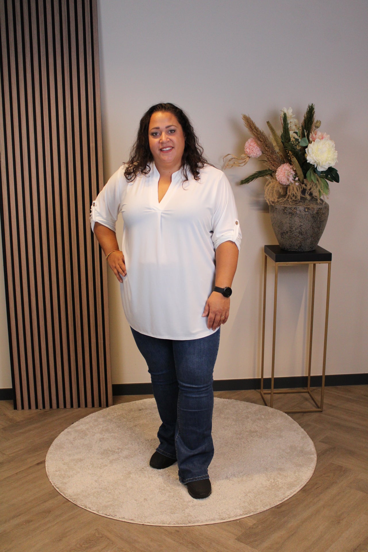 Mara | Blouse wit lange mouw 48 t/m 52