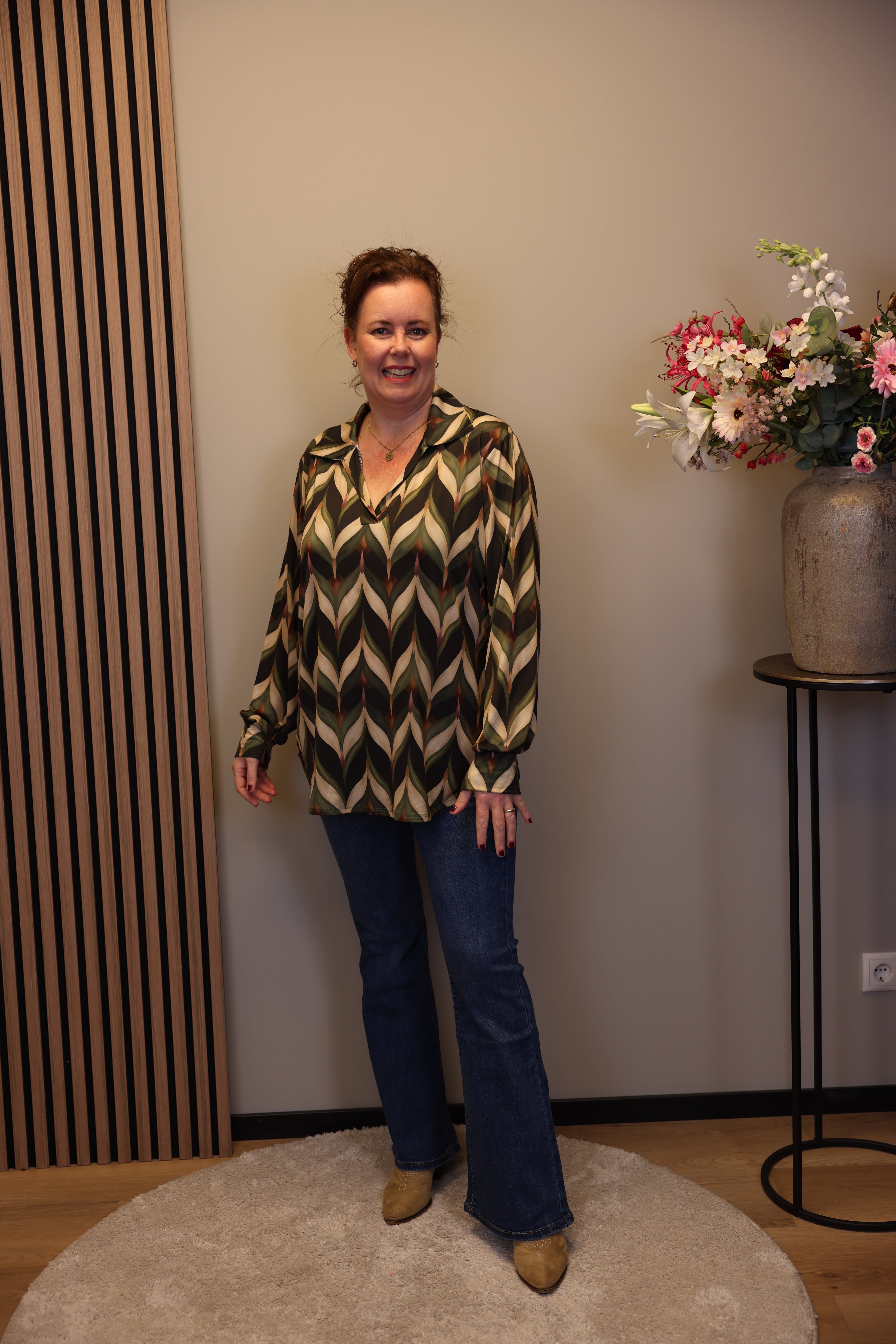 Fabienne | Blouse met kraagje groen 48 t/m 52