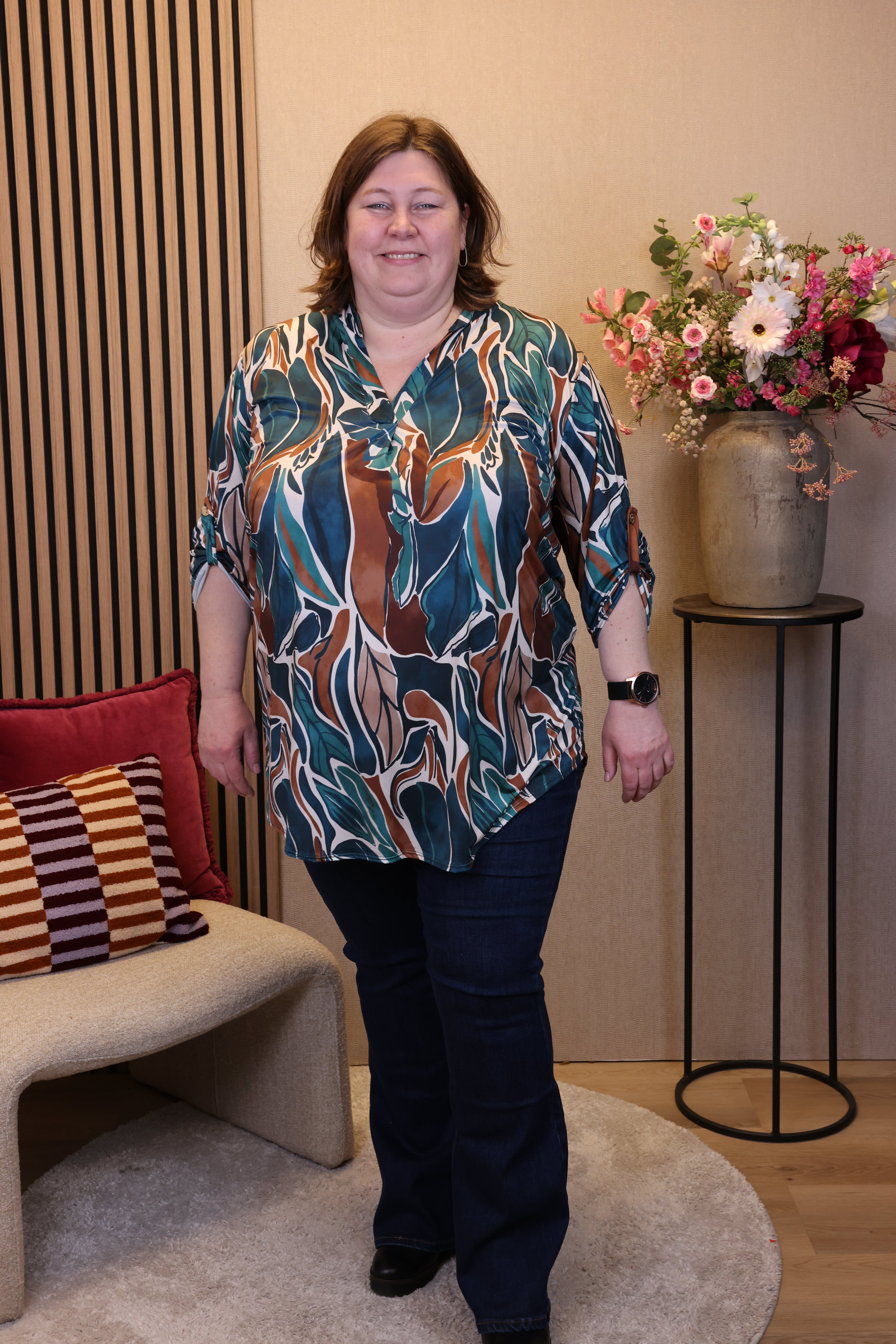 Rinske | Tuniek aqua met kraagje