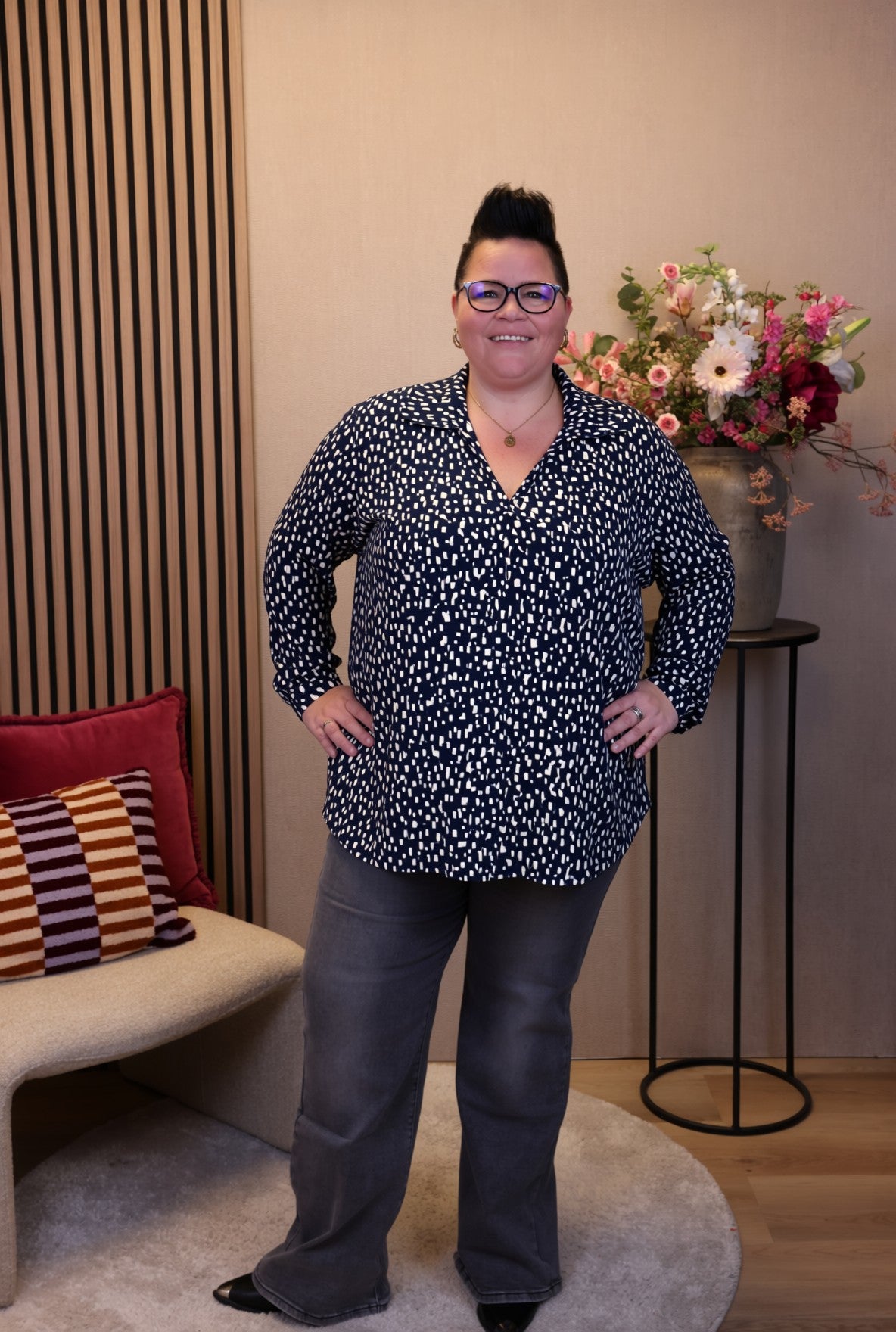 Vianne | Blouse blauw met kraagje
