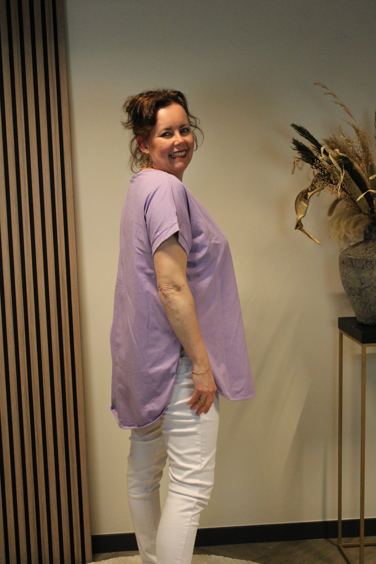 Eva | Top paars korte mouw 40 t/m 48