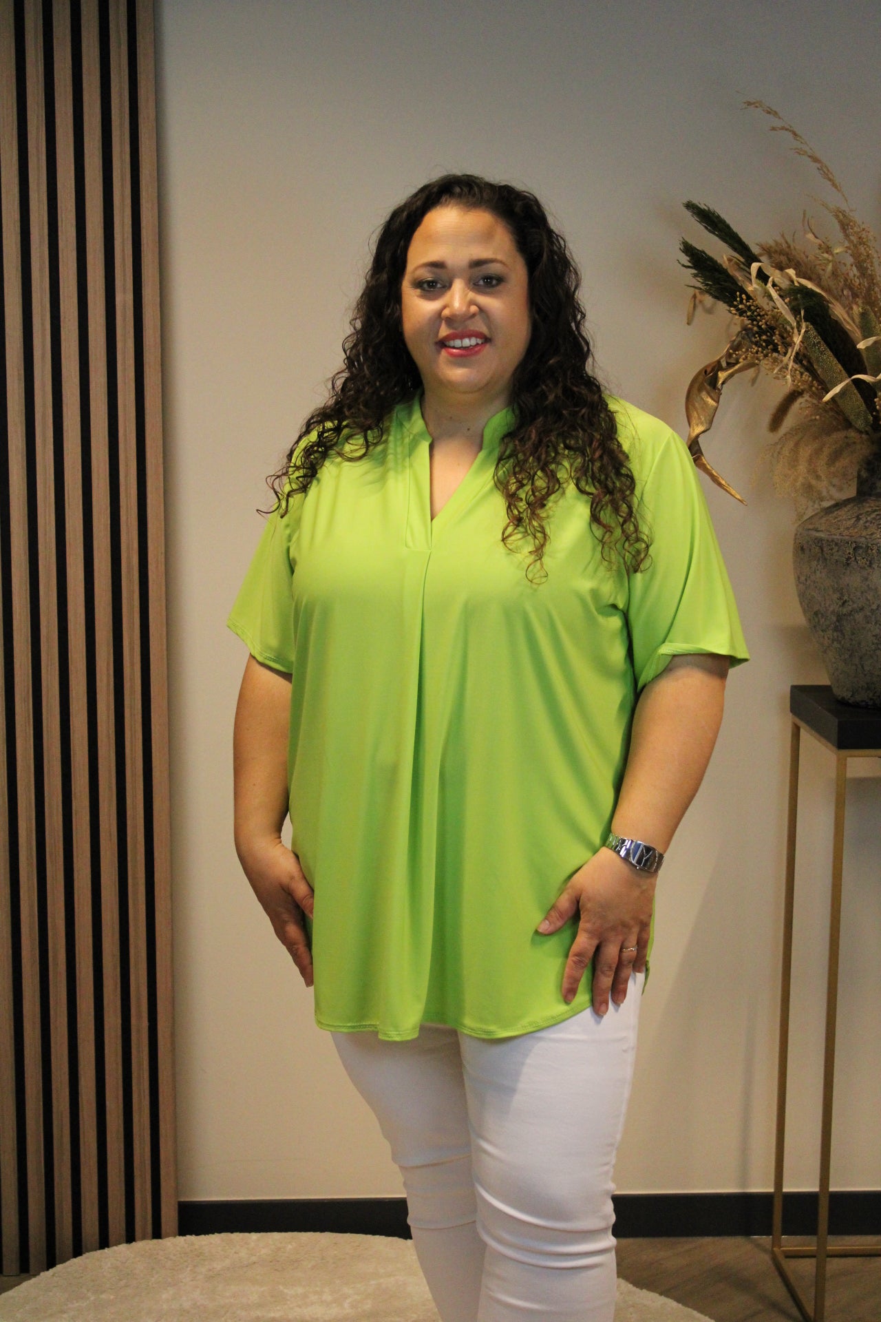 Juna | Blouse groen korte mouw 48 t/m 52