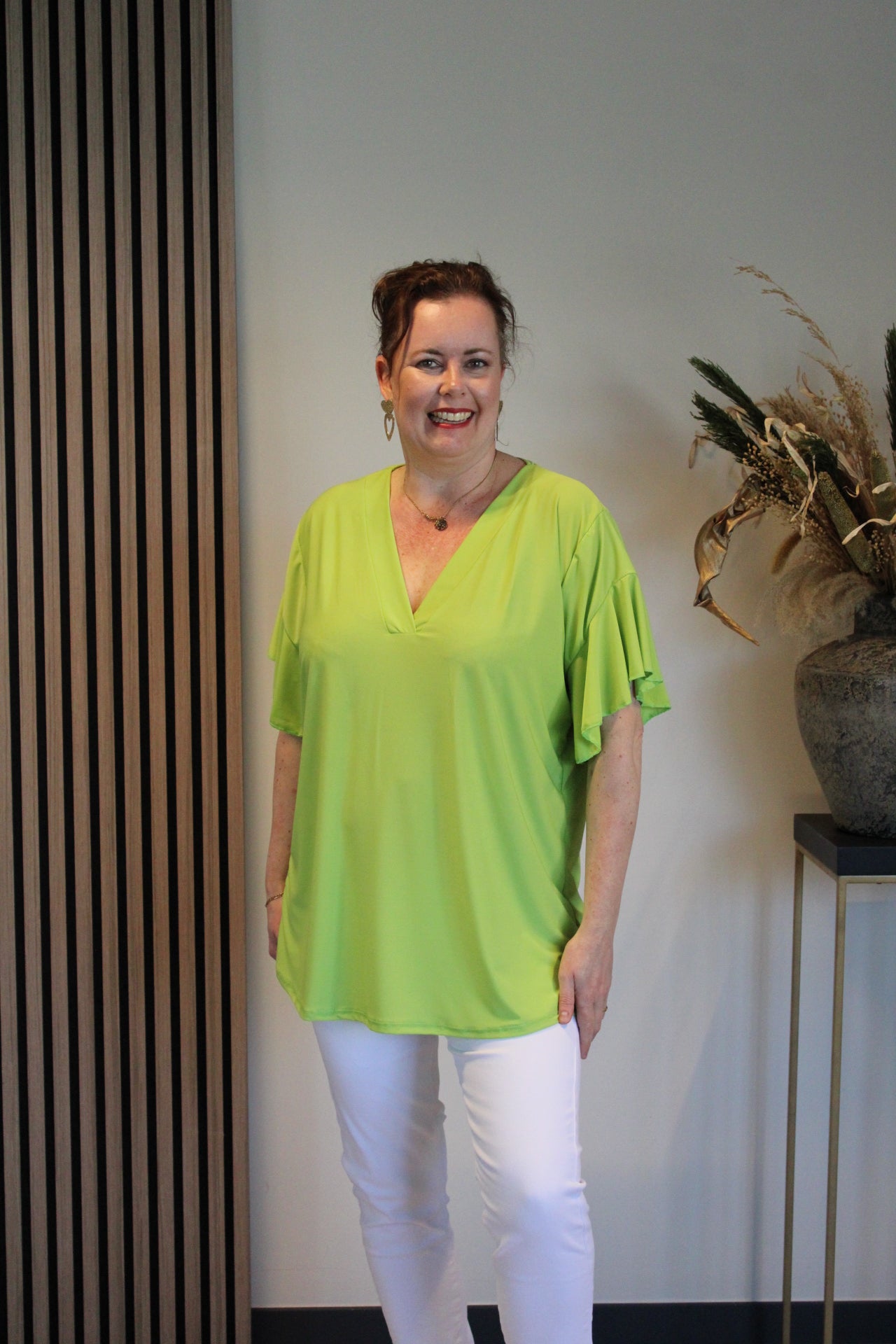 Mayra | Blouse korte mouw groen 40 t/m 48