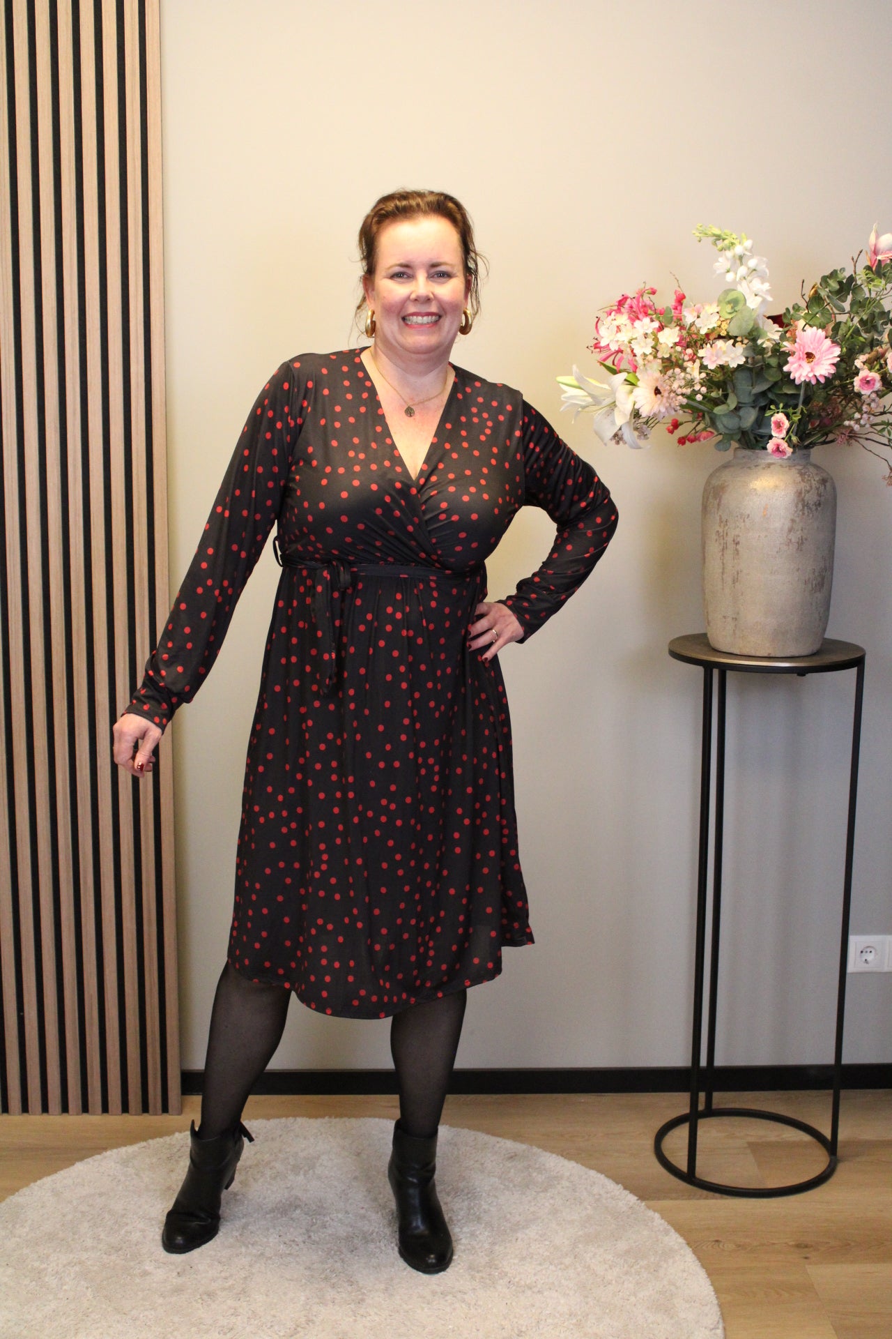 Lisa | Jurk zwart/rood kort 46 t/m 50