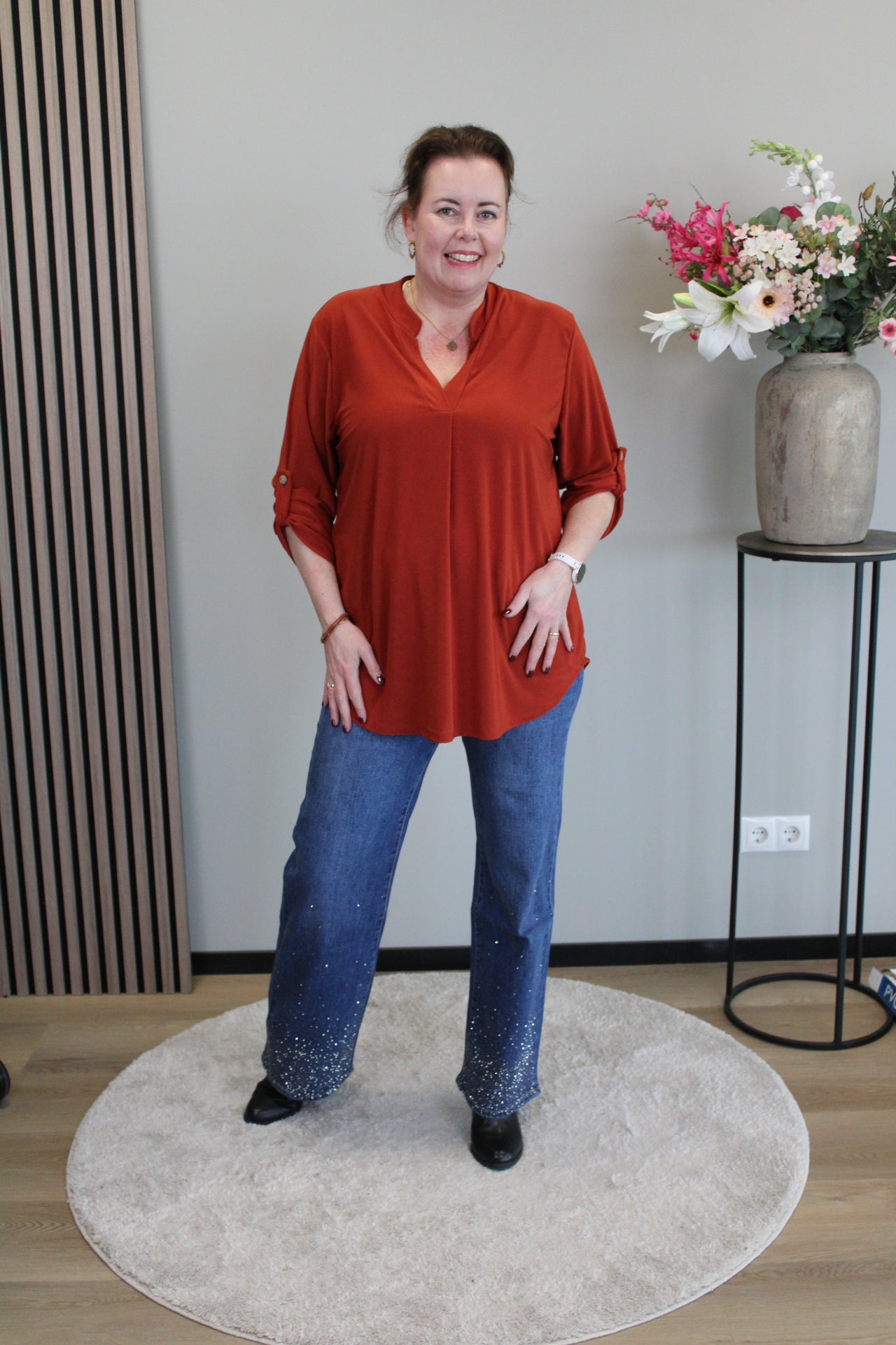 Glitter | Wide leg blauw 38 - 48 (neem een maatje groter)