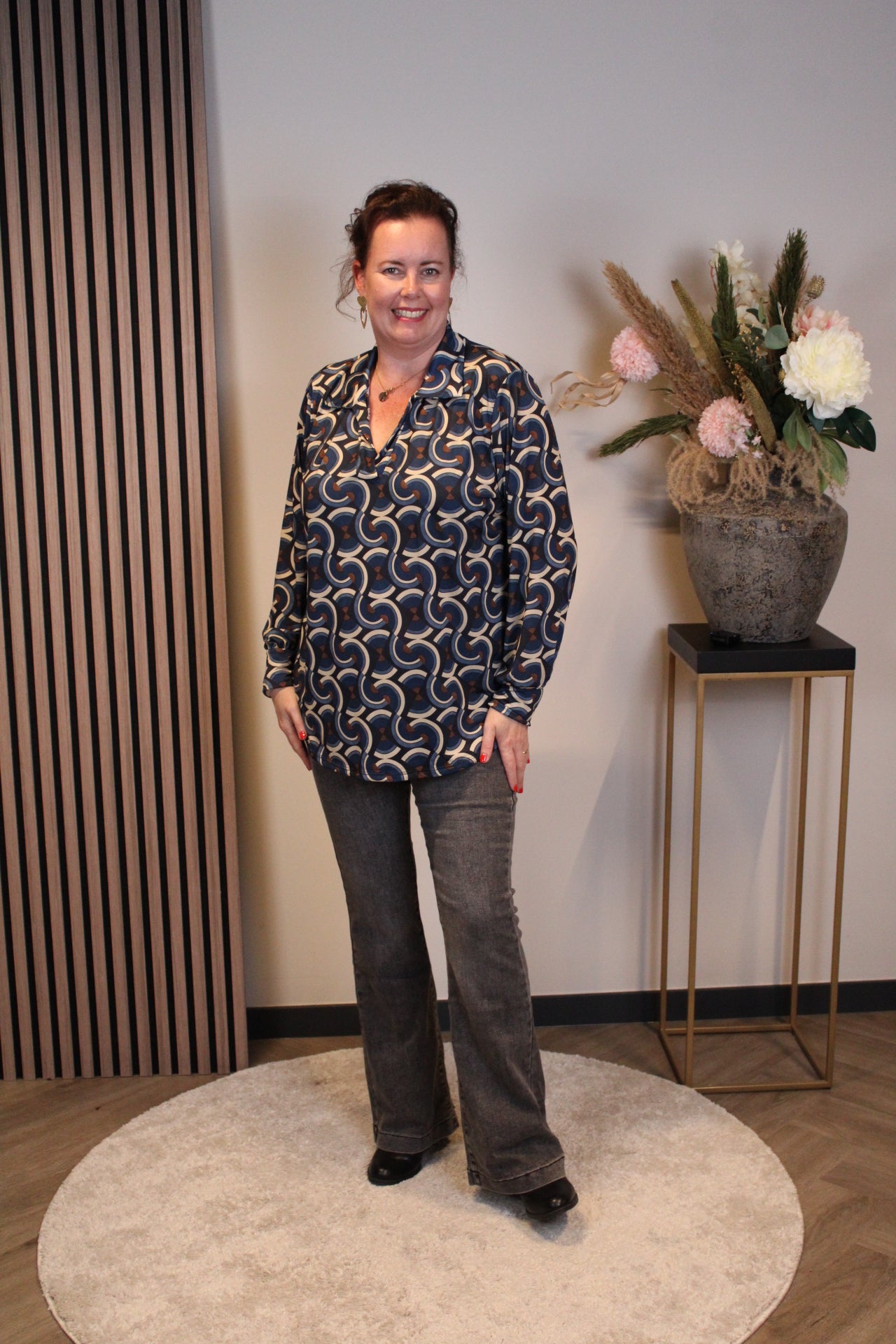 Ivette | Blouse blauw met kraagje 38 t/m 48