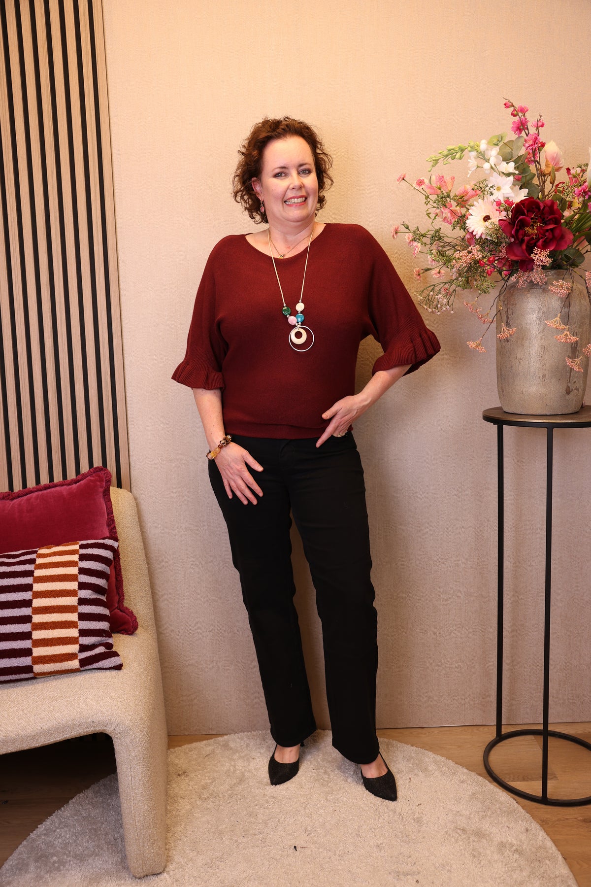 Elza | Trui bordeaux + gratis ketting