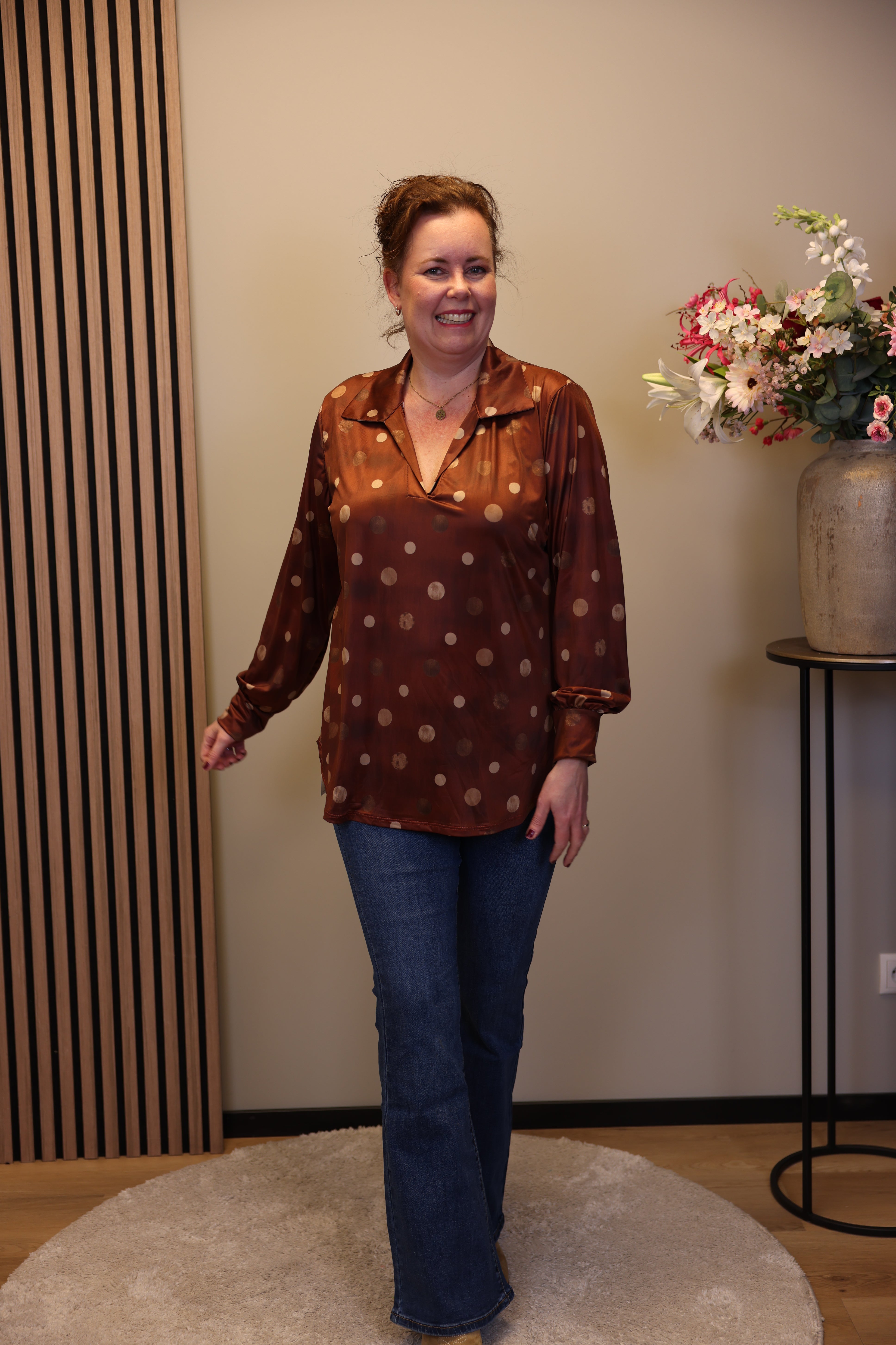 Vika | Blouse roest met kraagje 38 t/m 48