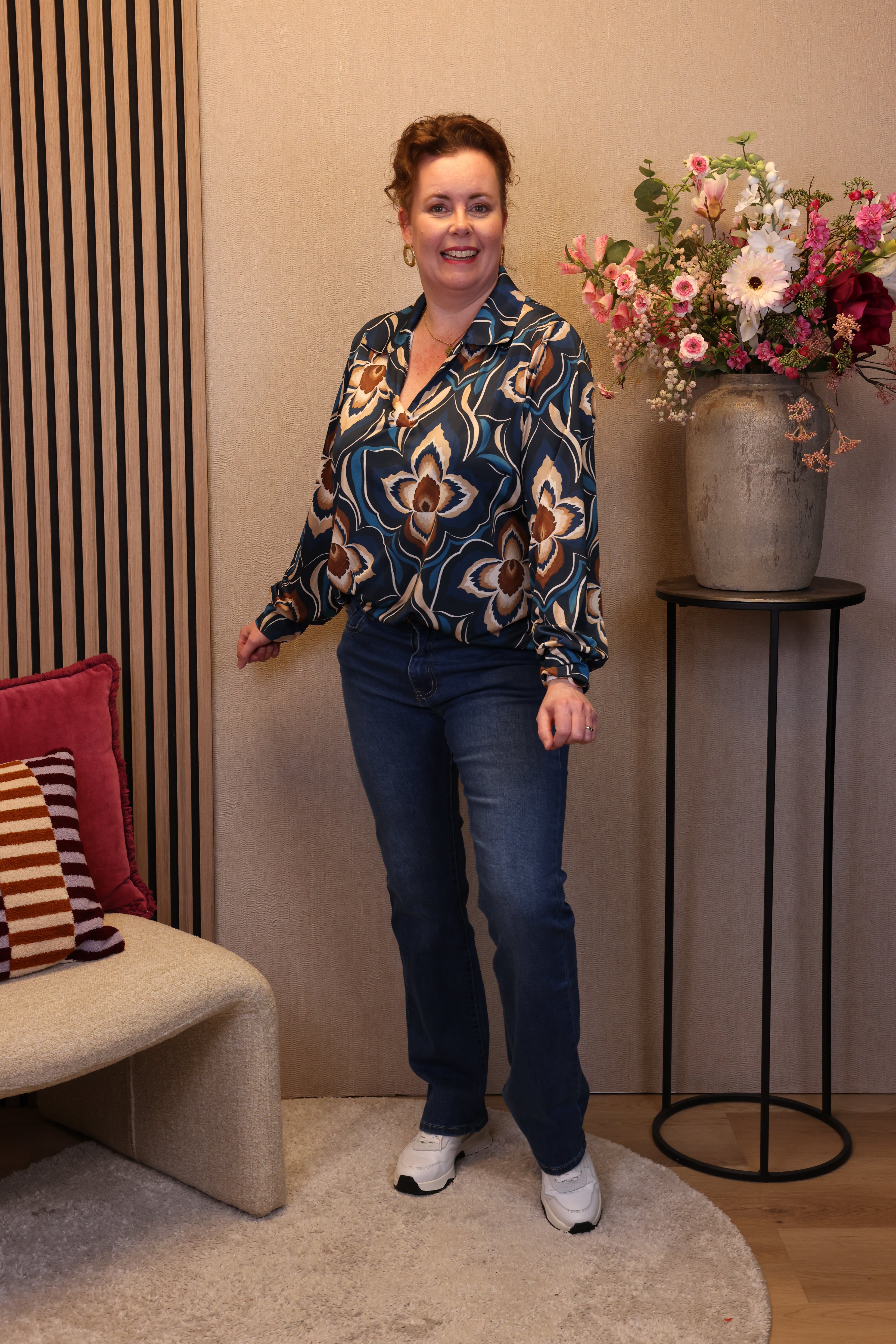 Aimee | Blouse blauw met kraagje 38 t/m 48