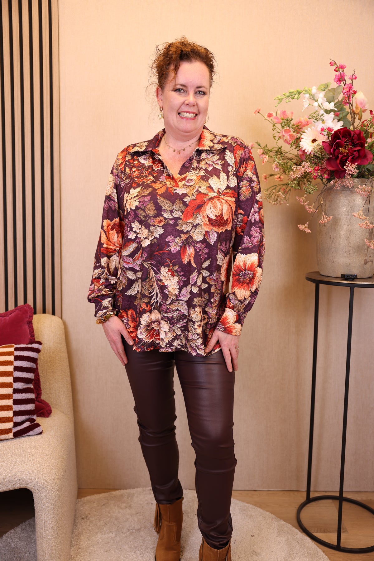 Greetje | Blouse paars met kraagje viscose 38 - 58