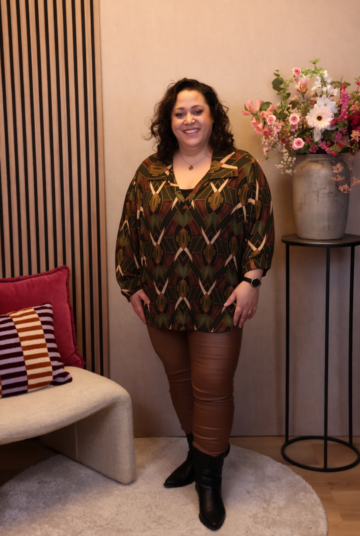 Manoukje | Blouse groen met kraagje