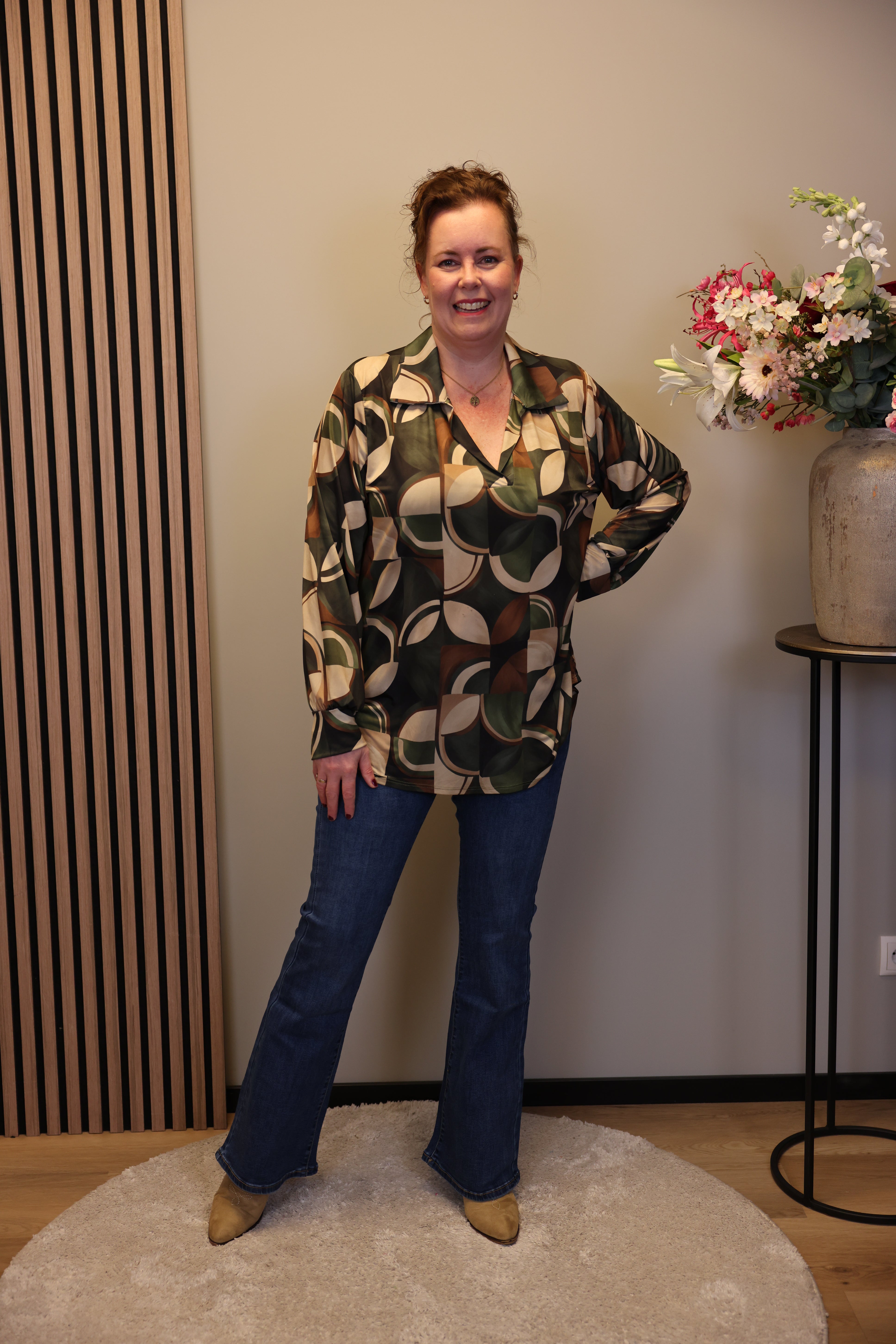 Imke | Blouse groen met kraagje