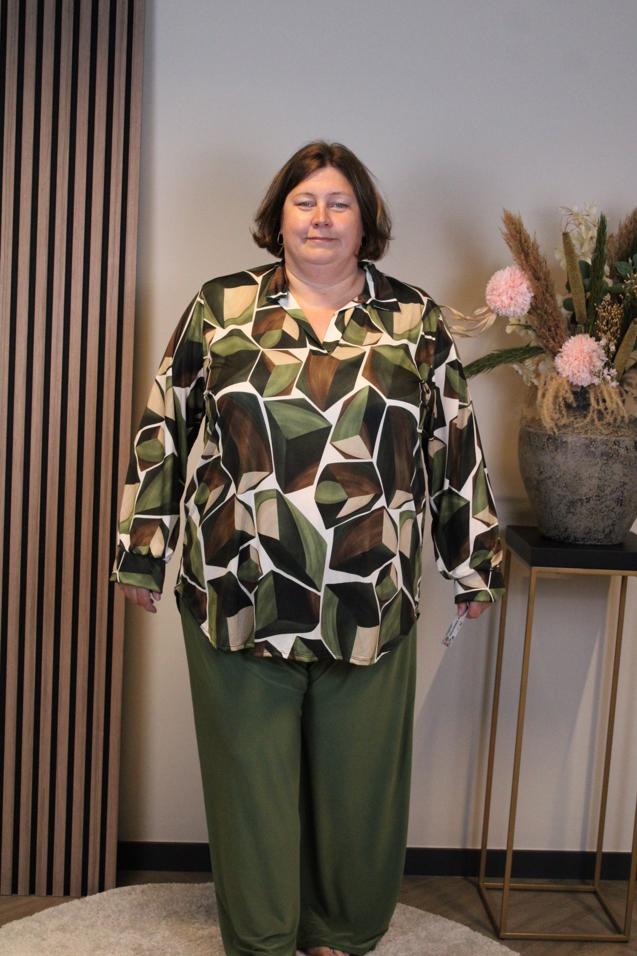 Lana | Blouse lange mouw groen 52 t/m 58