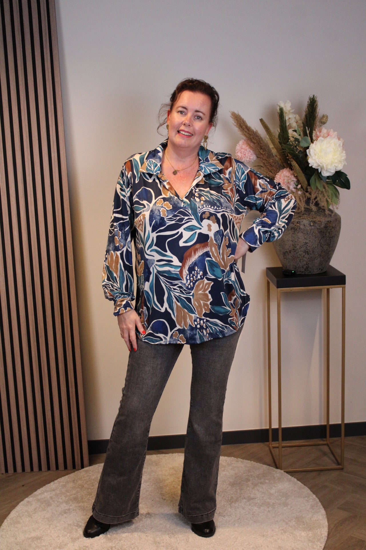 Ivanna | Blouse blauw met kraagje 38 t/m 48