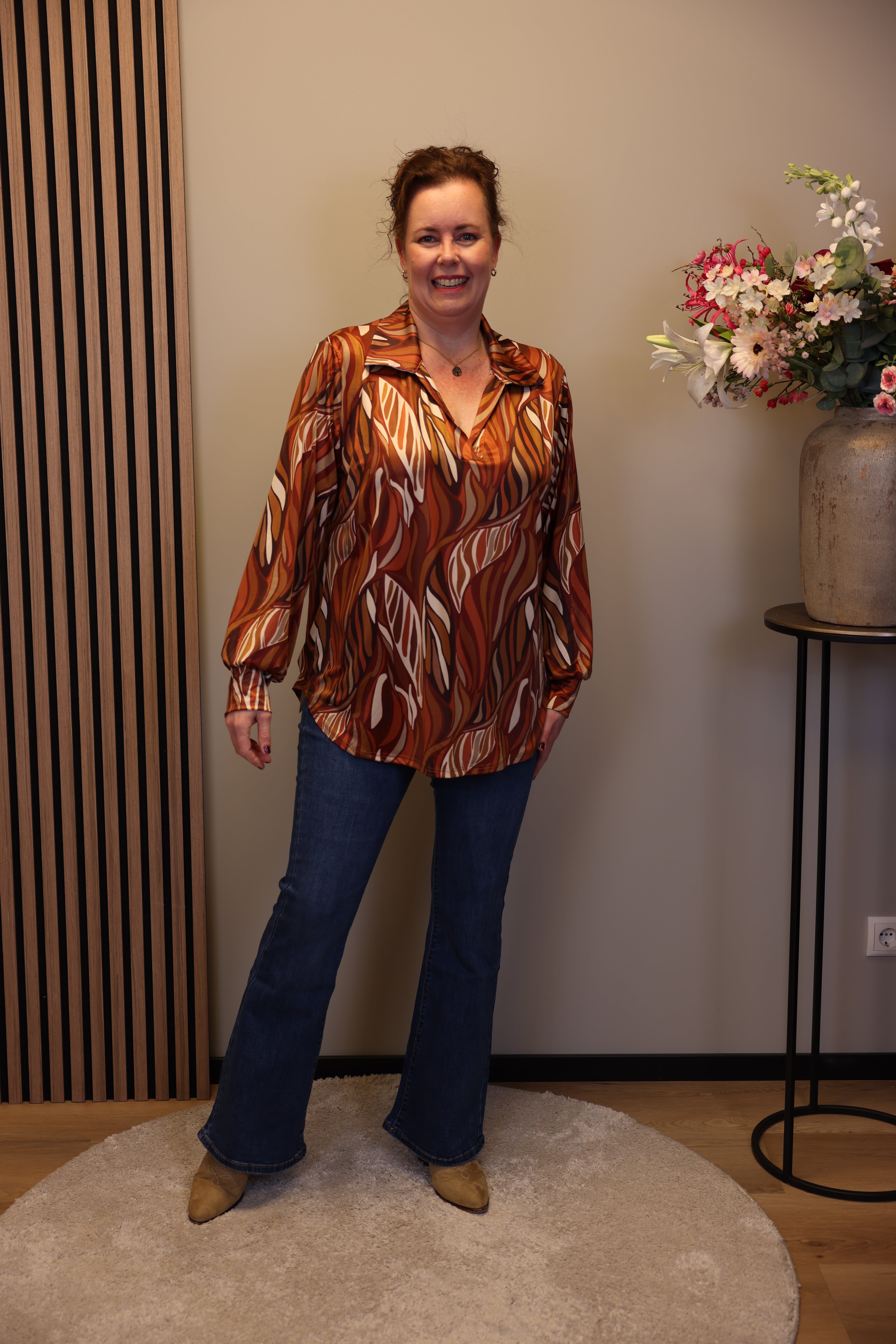 Lexi | Blouse oranje met kraagje 38 t/m 48