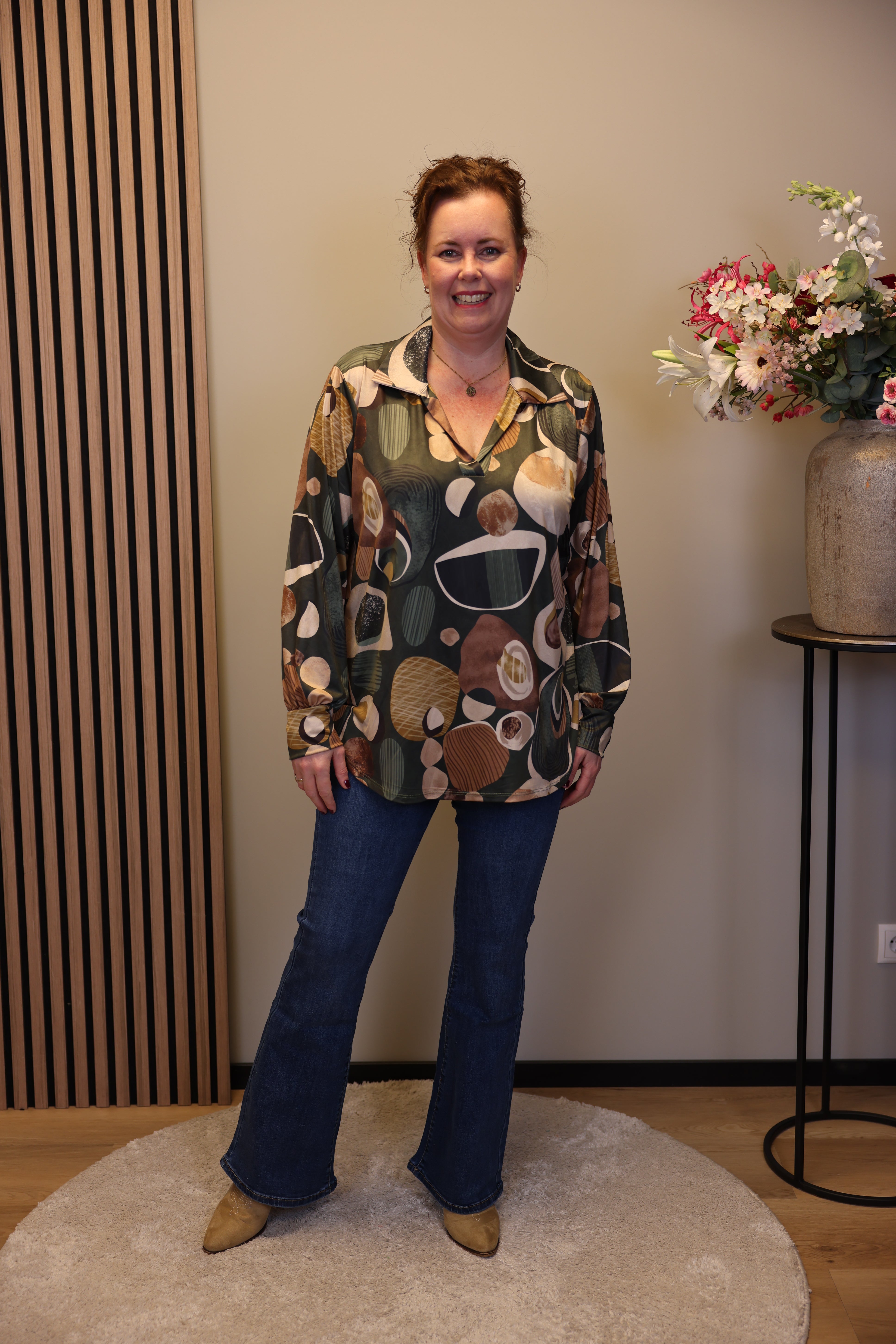 Giulia | Blouse groen met kraagje 48 t/m 52