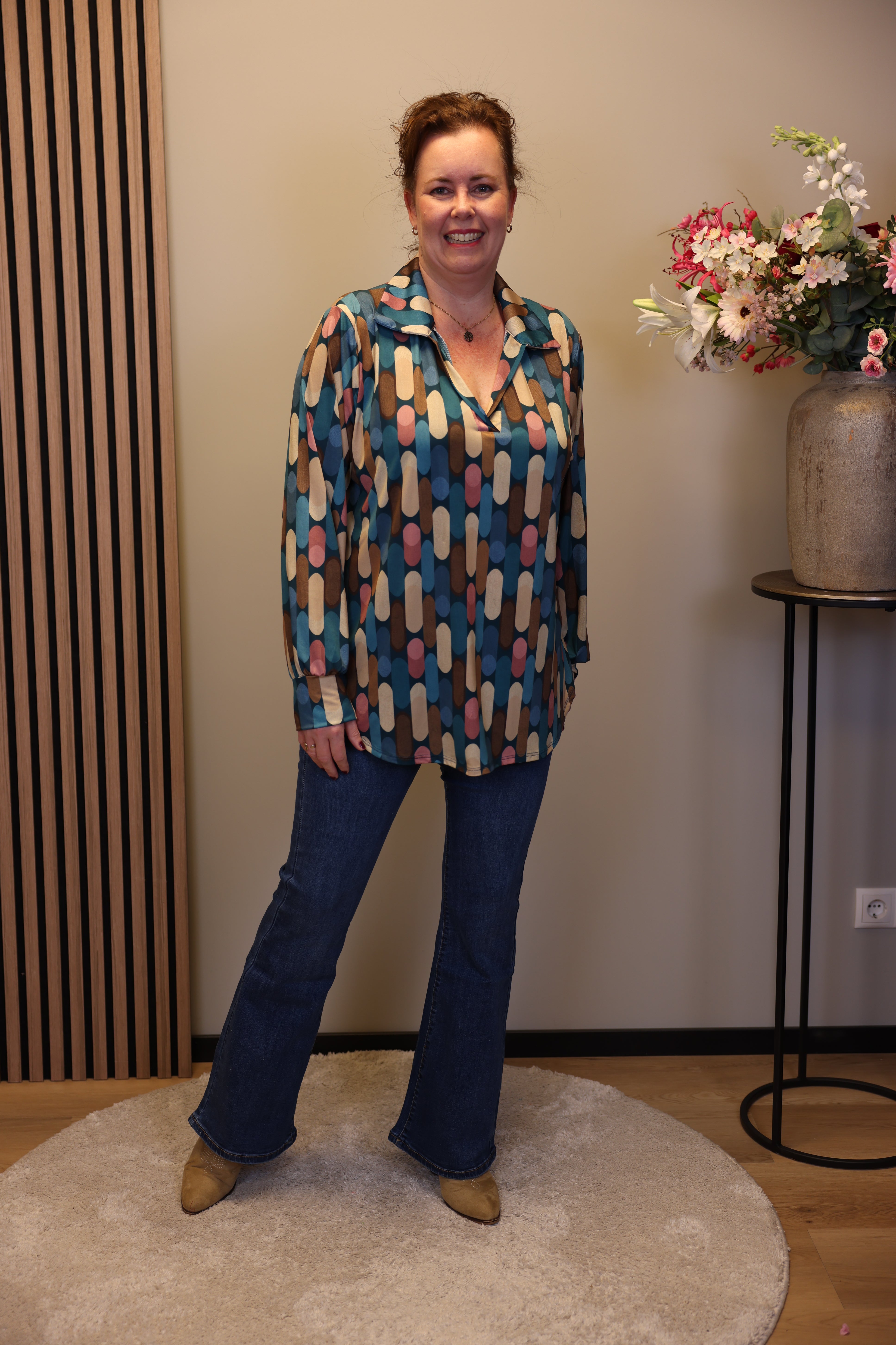 Heleen | Blouse aqua met kraagje 48 t/m 52