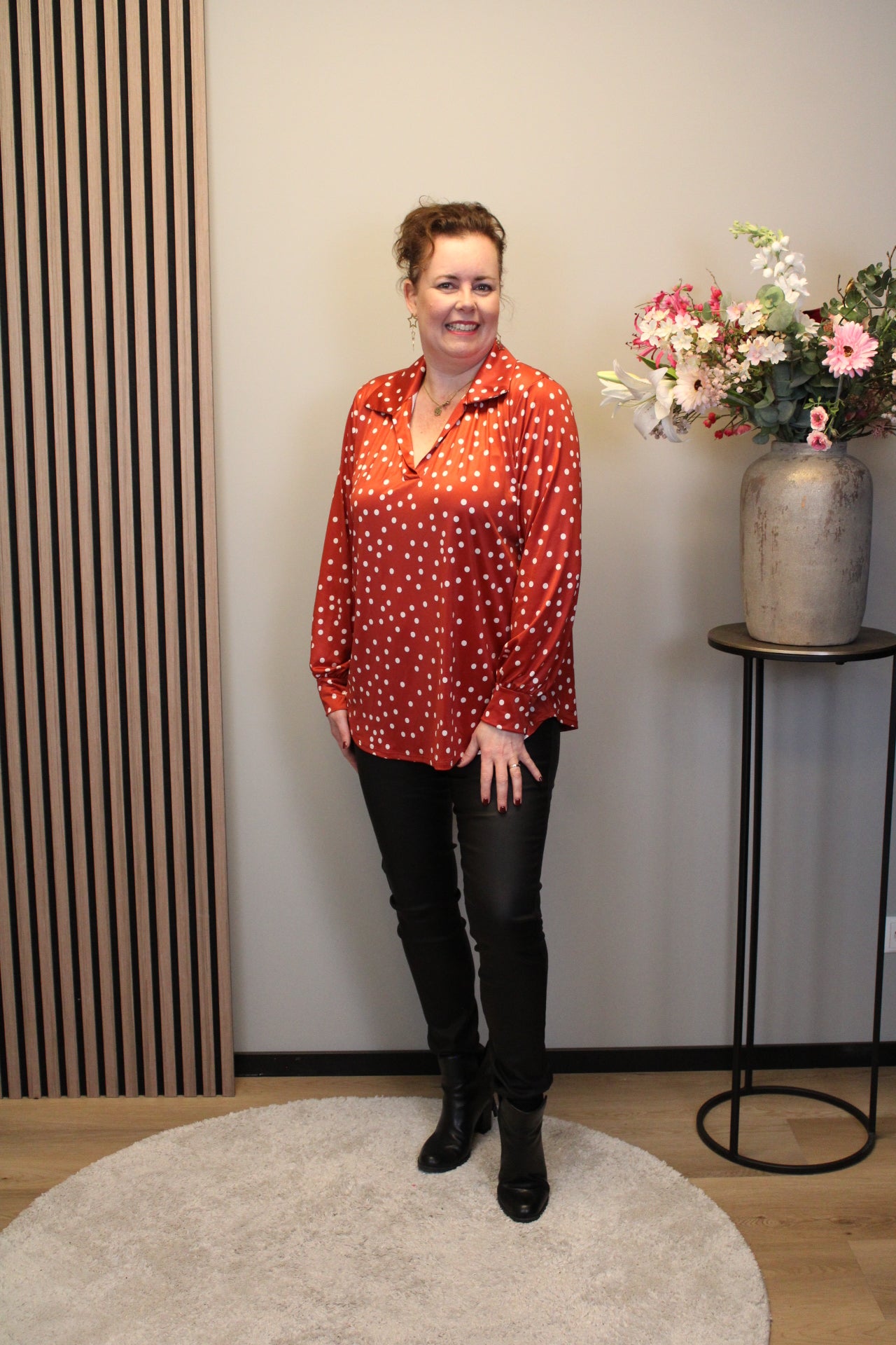 Boukje | Blouse met kraagje rood 48 t/m 52