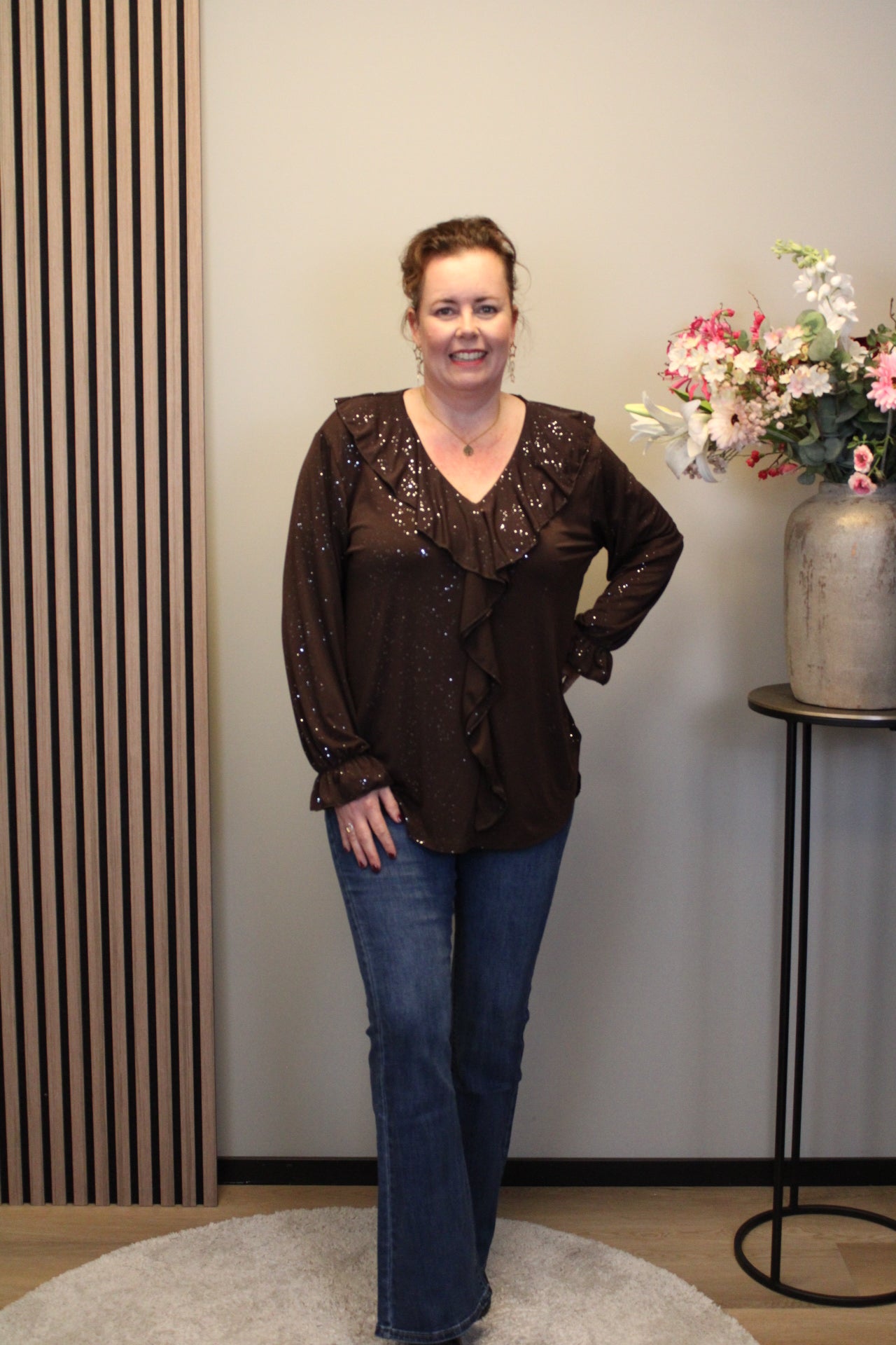 Sabine glitter | Blouse bruin 38 t/m 48
