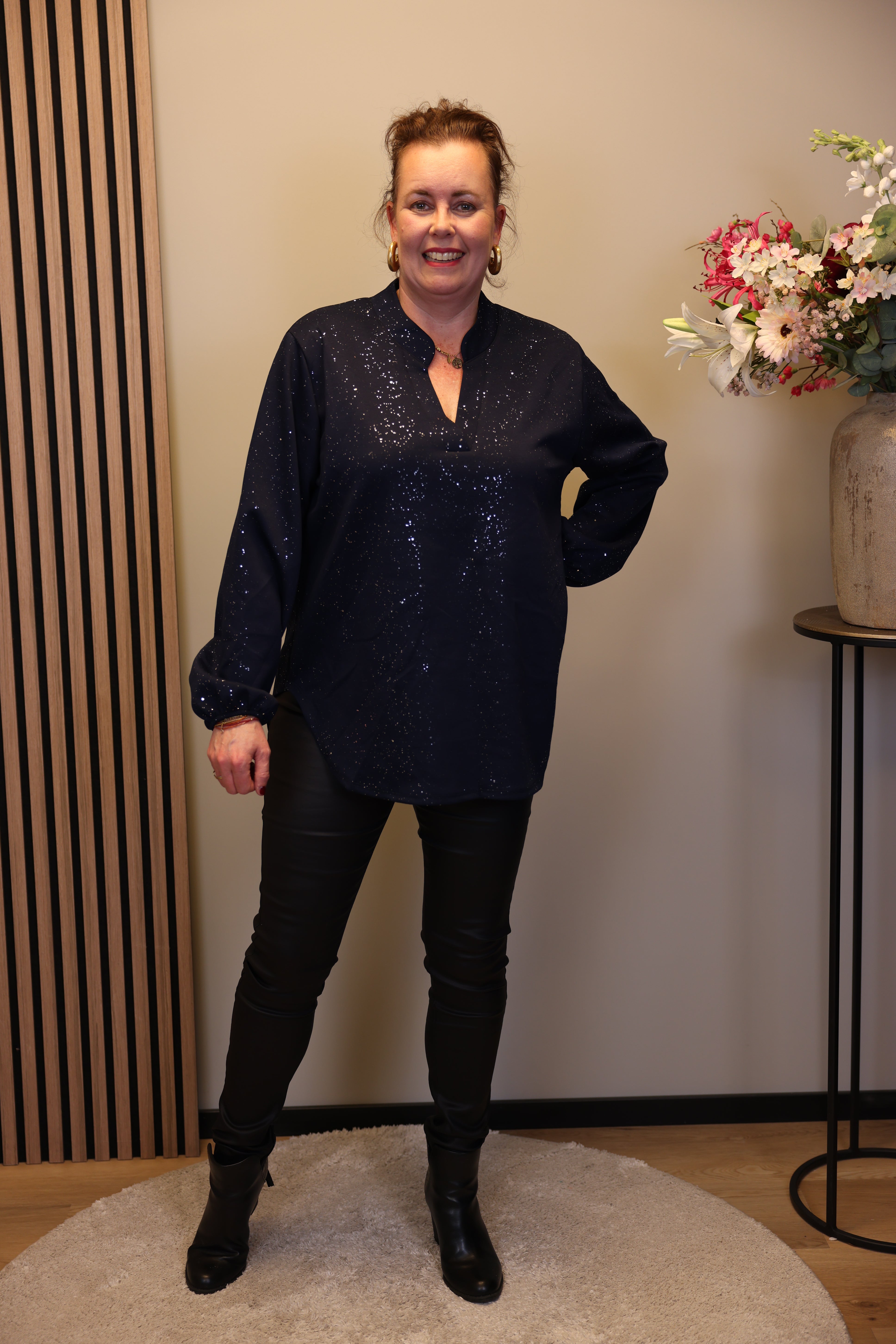 Hannah | trui navy glitter 46 t/m 50