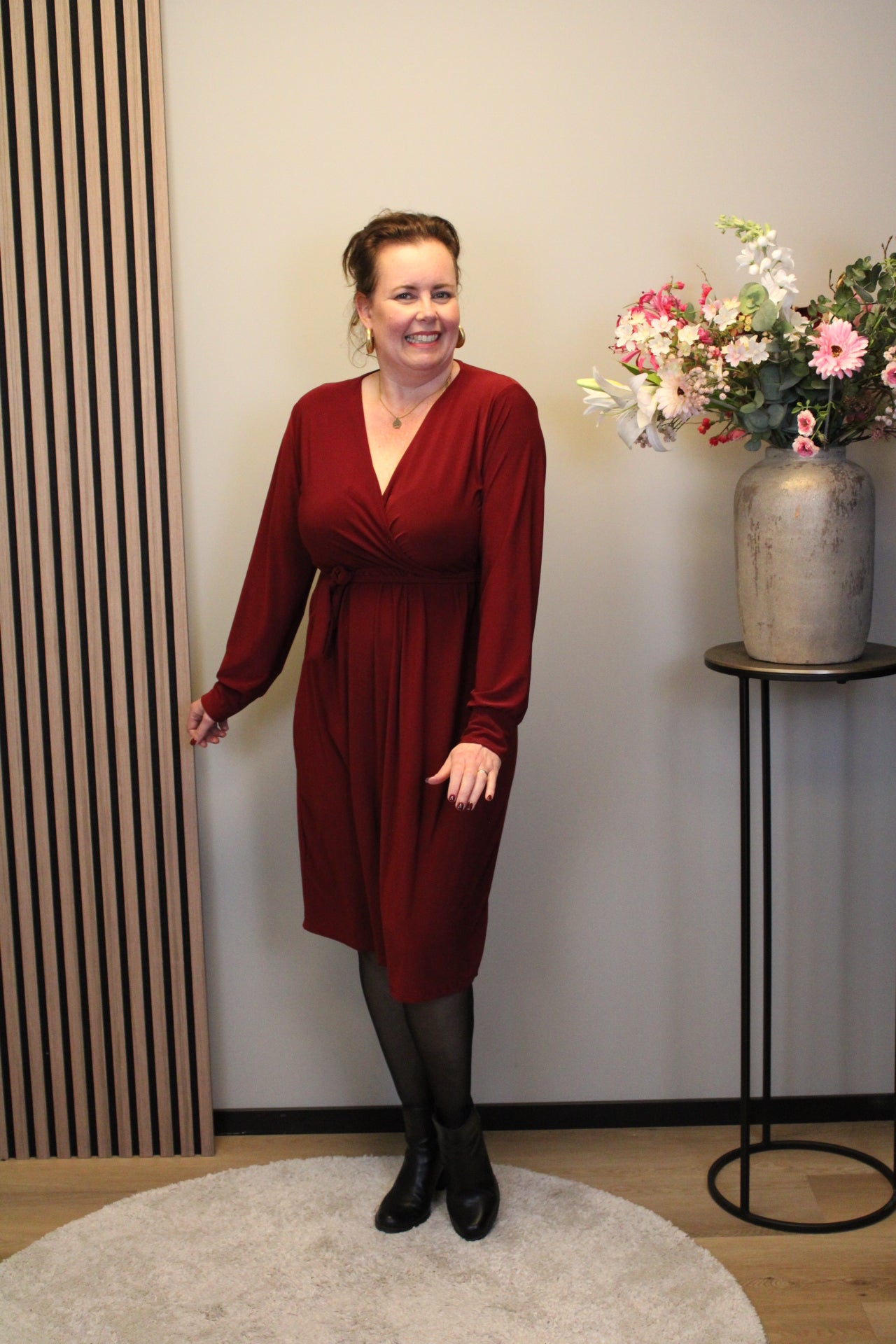 Ronja | Jurk bordeaux kort 52 t/m 58