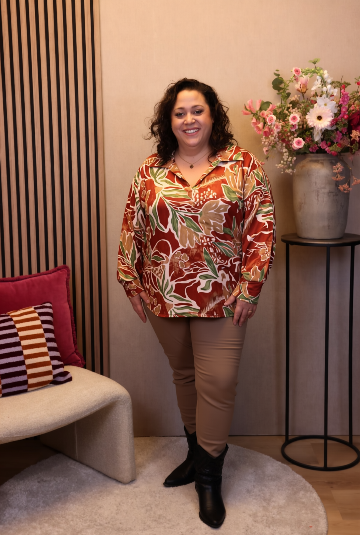 Annie | Blouse oranje met kraagje