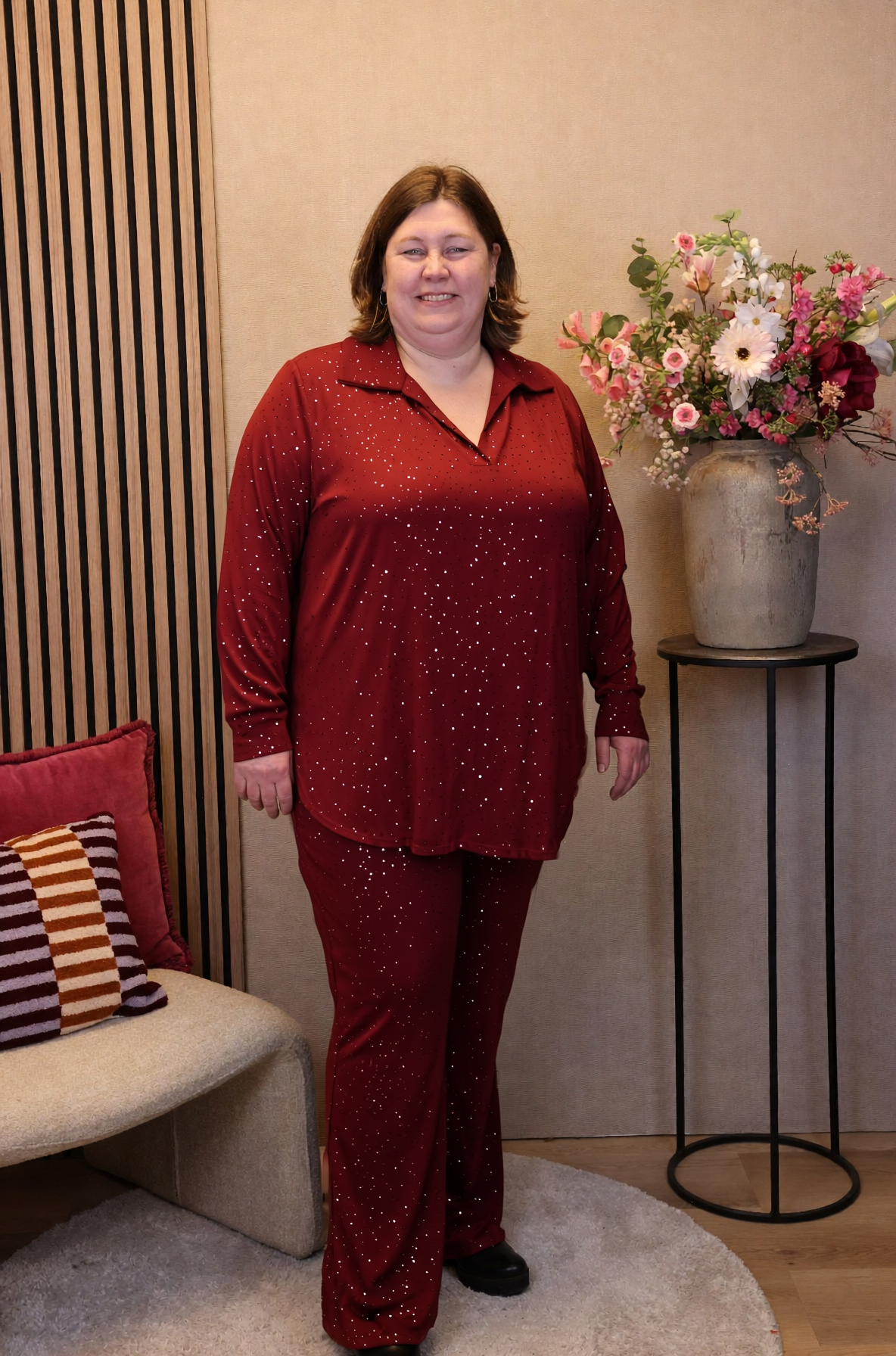 Aukje | Broek bordeaux met zakken