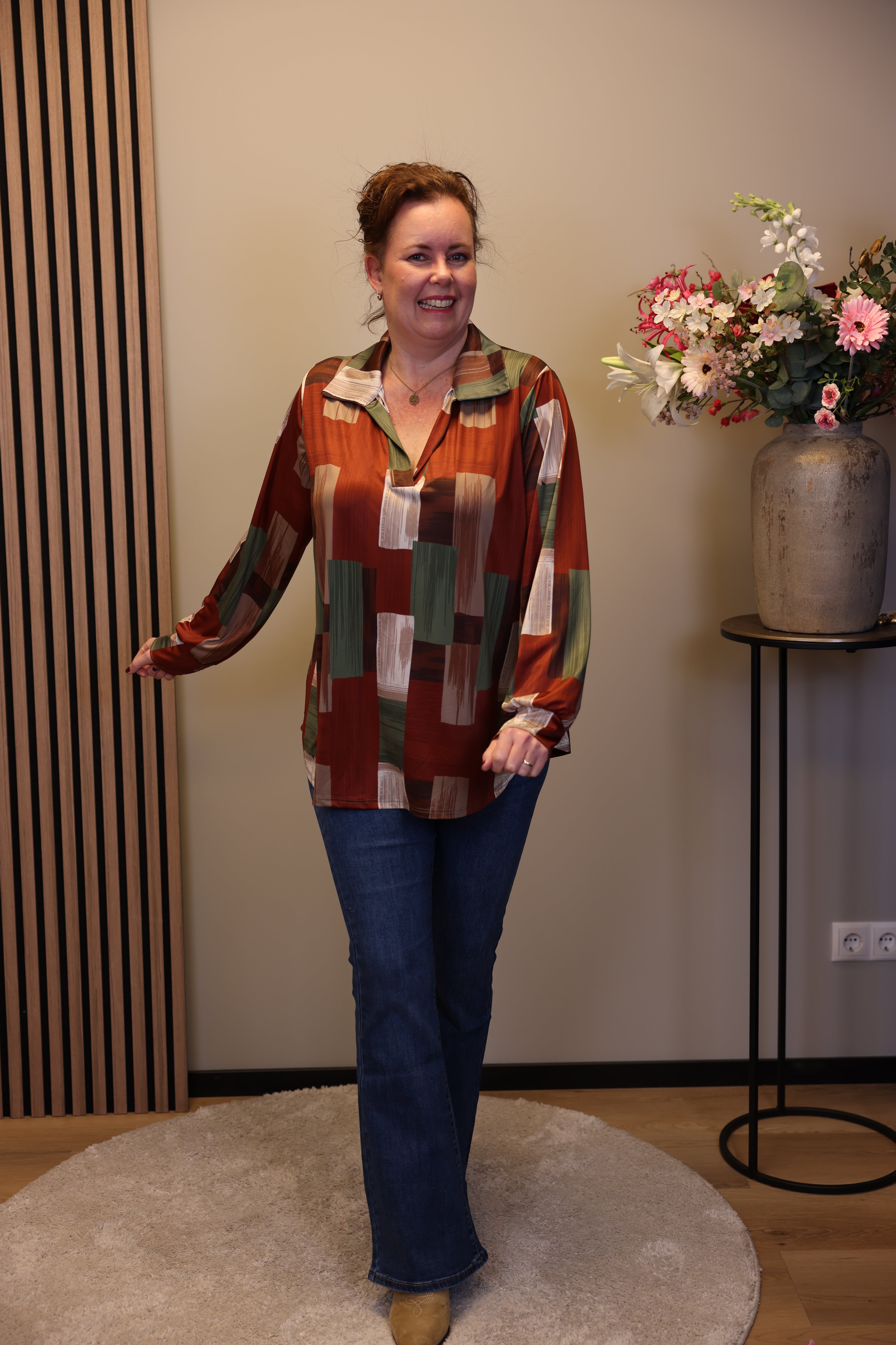 Leonie | Blouse oranje met kraagje 38 t/m 48