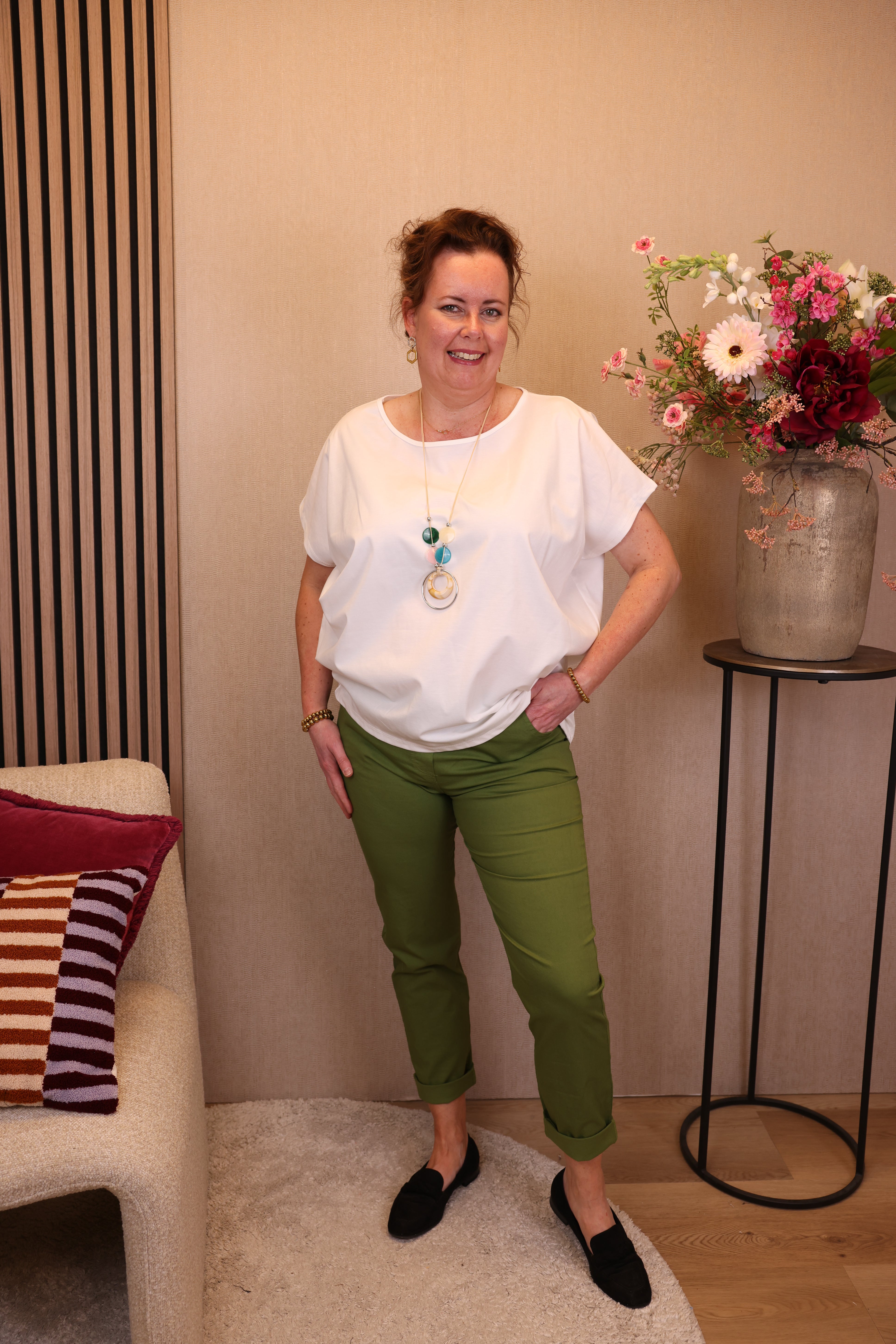 Tessa | Stretch broek groen