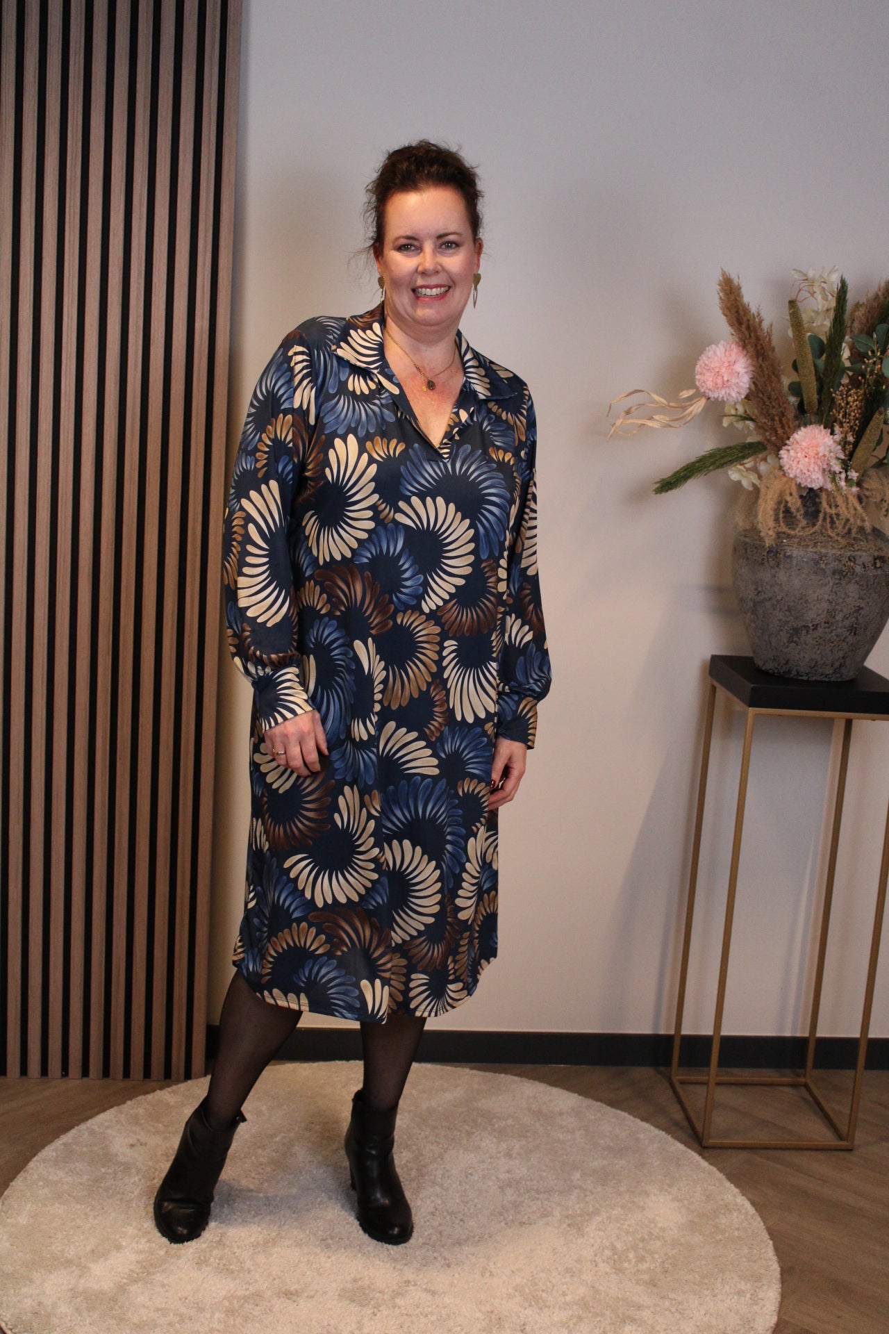 Iris | Jurk blauw met kraagje 38 t/m 46