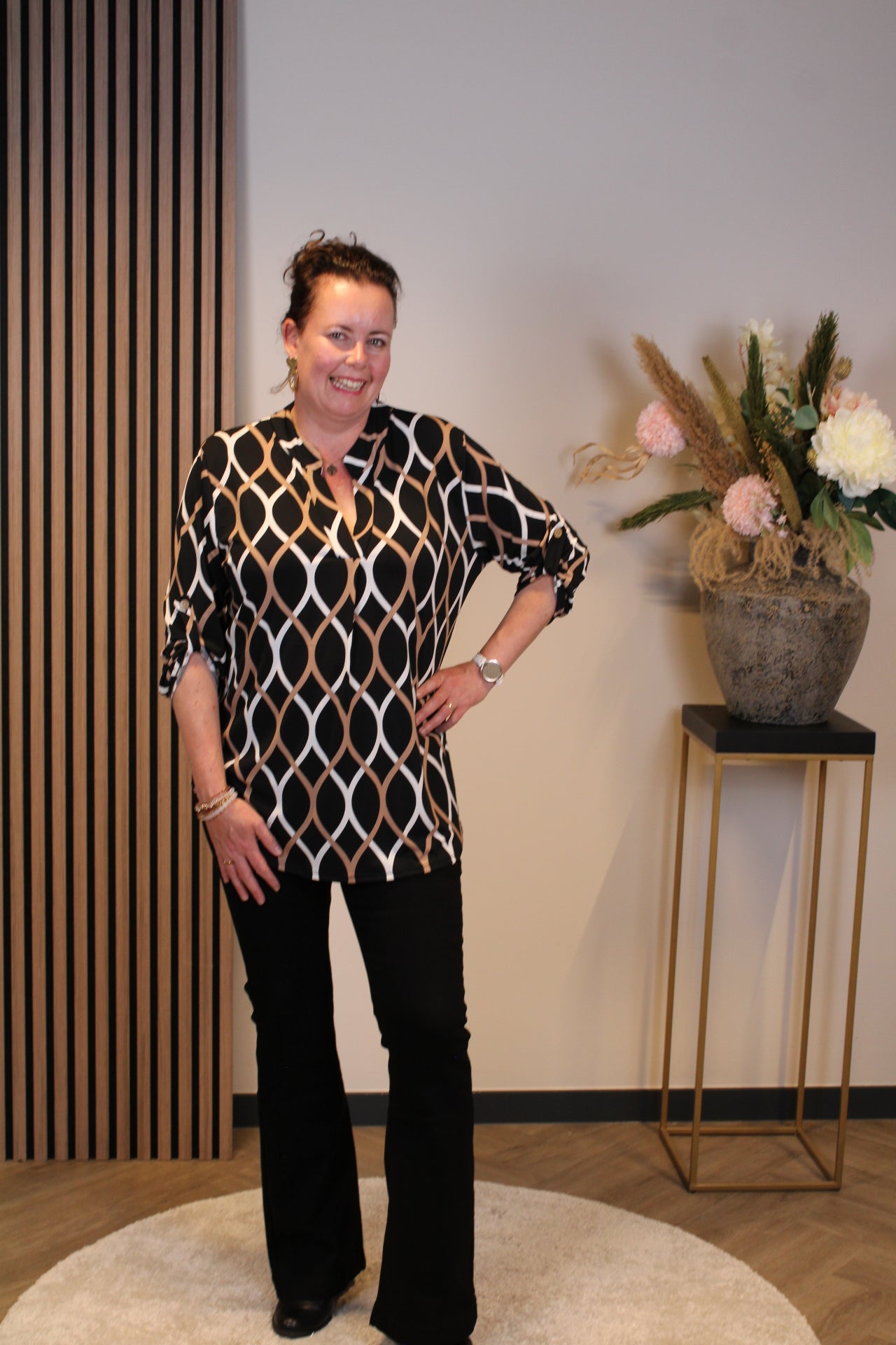 Hannah | Blouse zwart lange mouw 48 t/m 52
