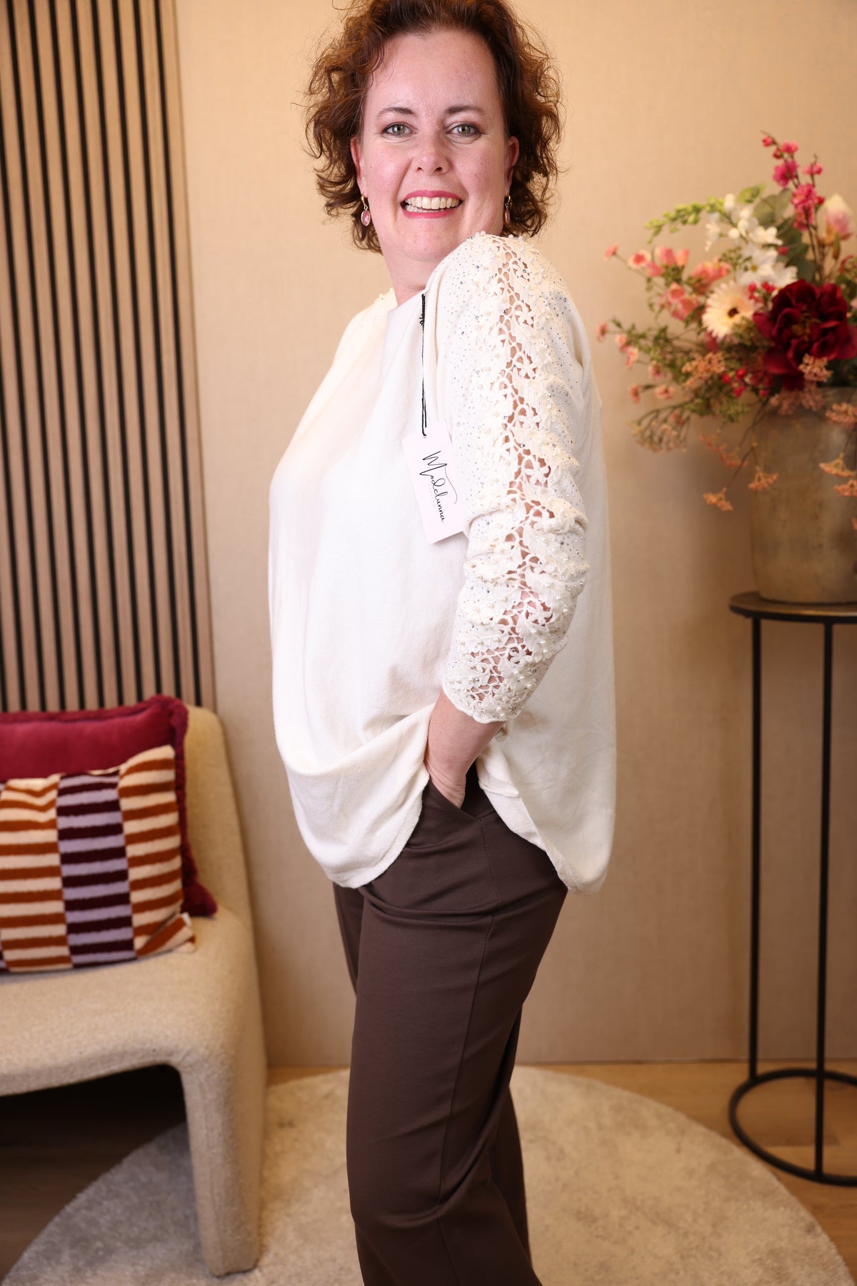 Perla | Trui beige/wit