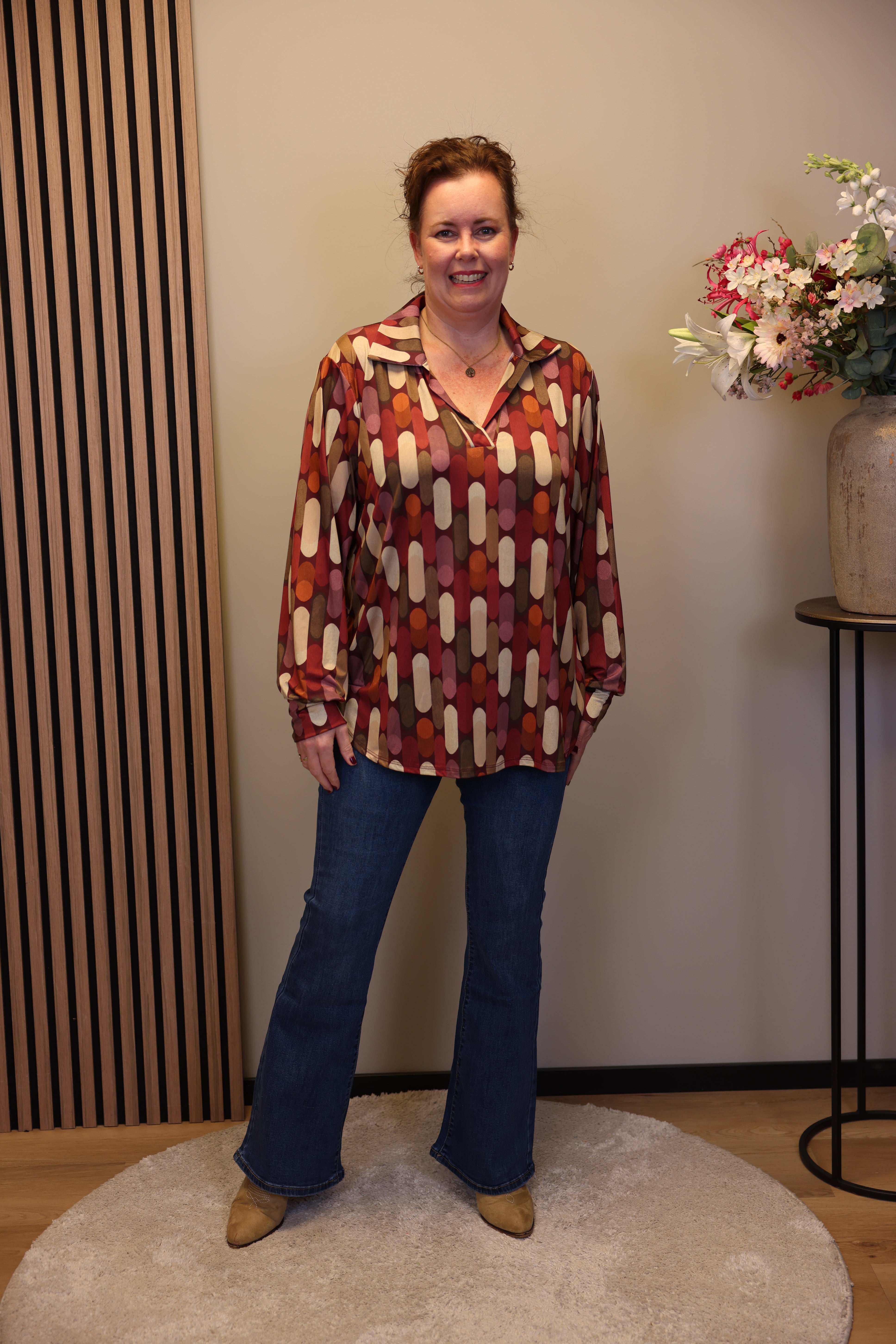 Heleen | Blouse roze met kraagje 38 t/m 48