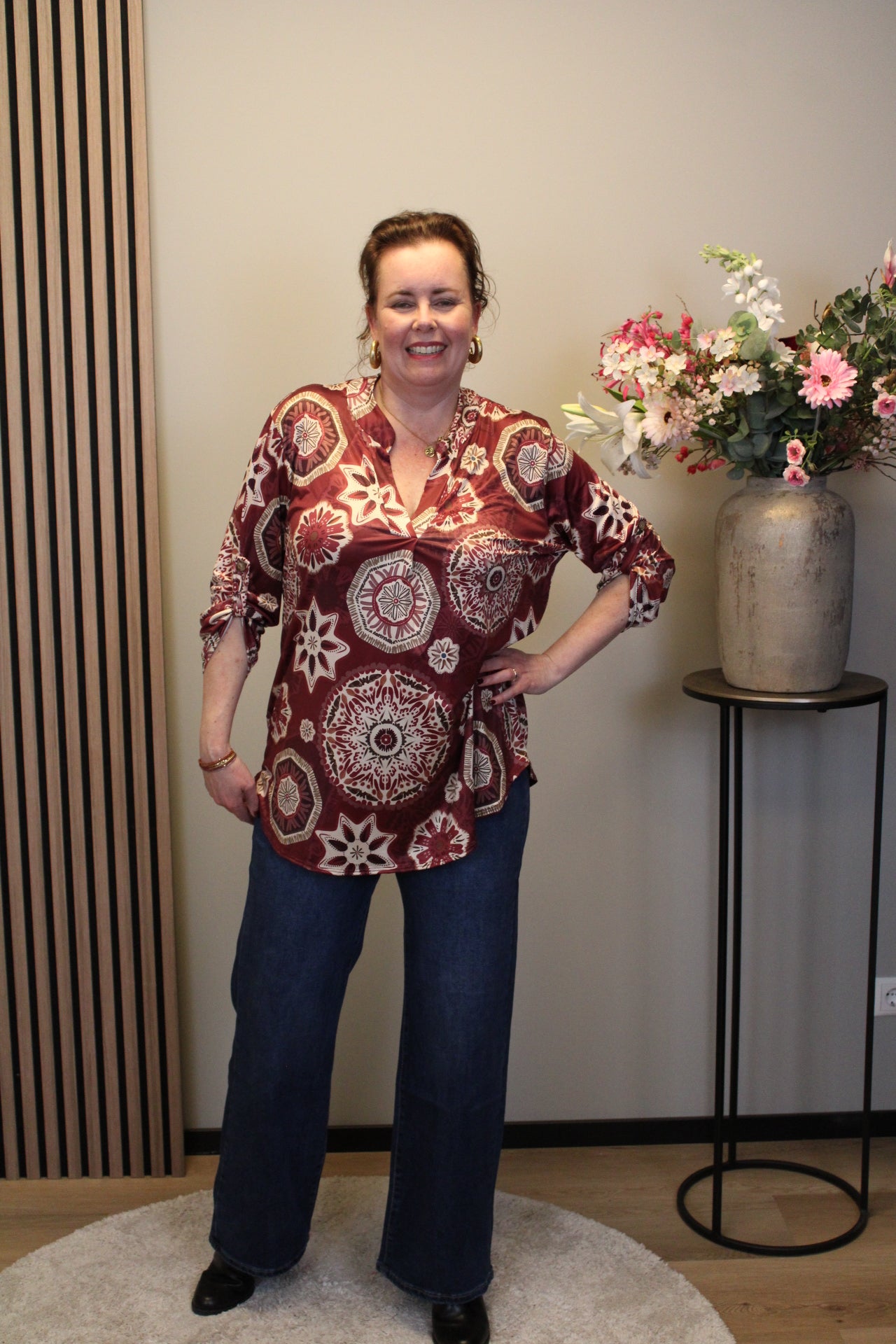 Sabine | Blouse roze lange mouw 48 t/m 52