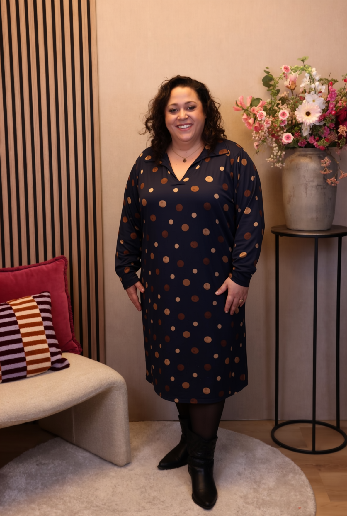 Grace | Jurk blauw met kraagje