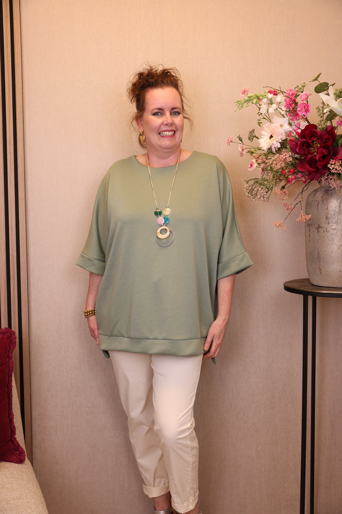 Mina | Top groen + gratis ketting