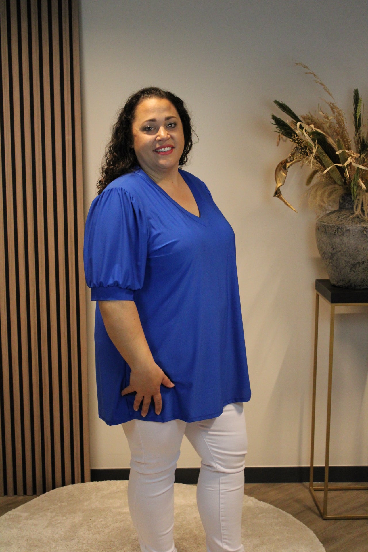 Fay | Blouse kobalt korte mouw 48 t/m 52