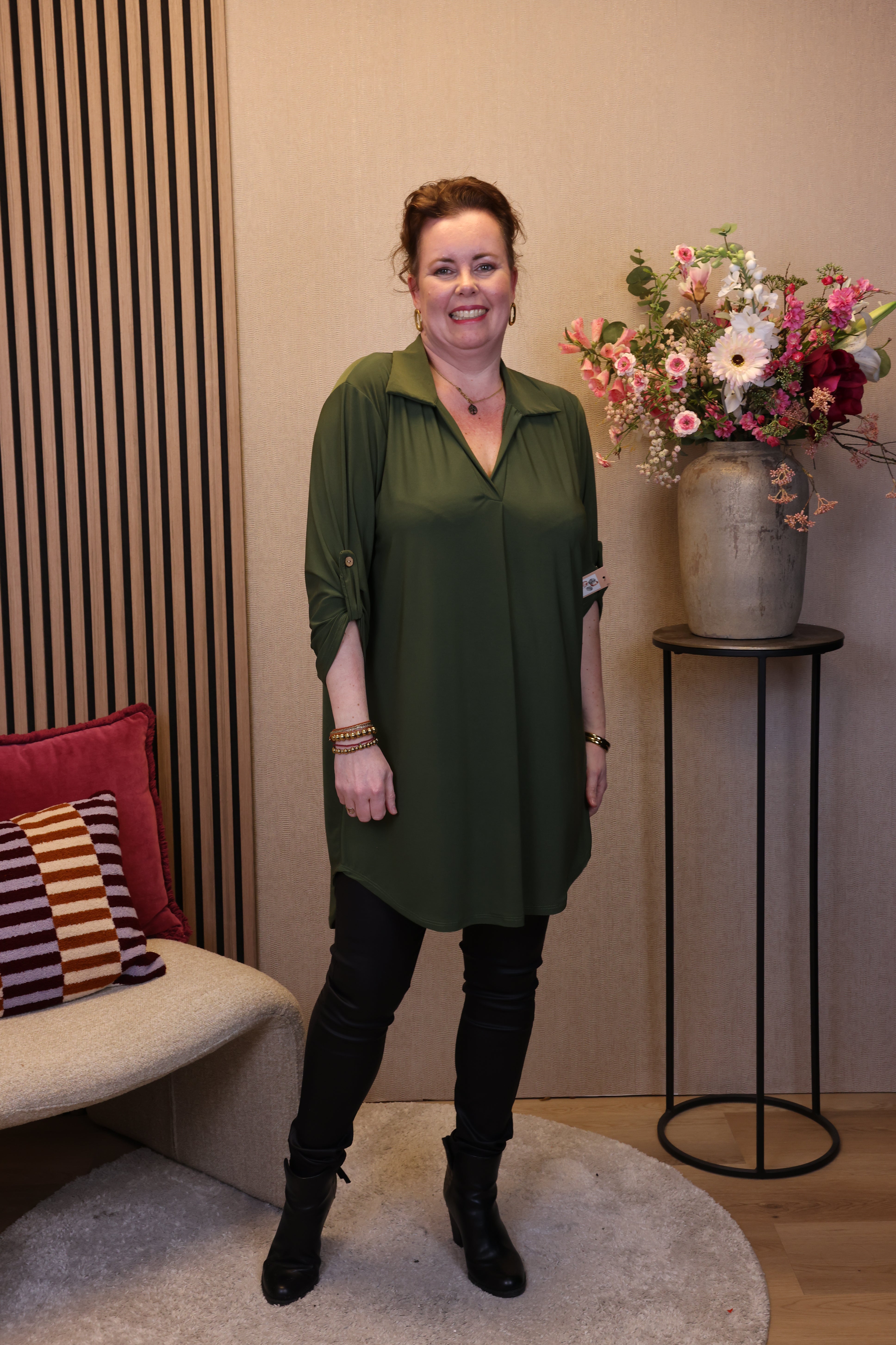 Marieke | Tuniek groen met kraagje