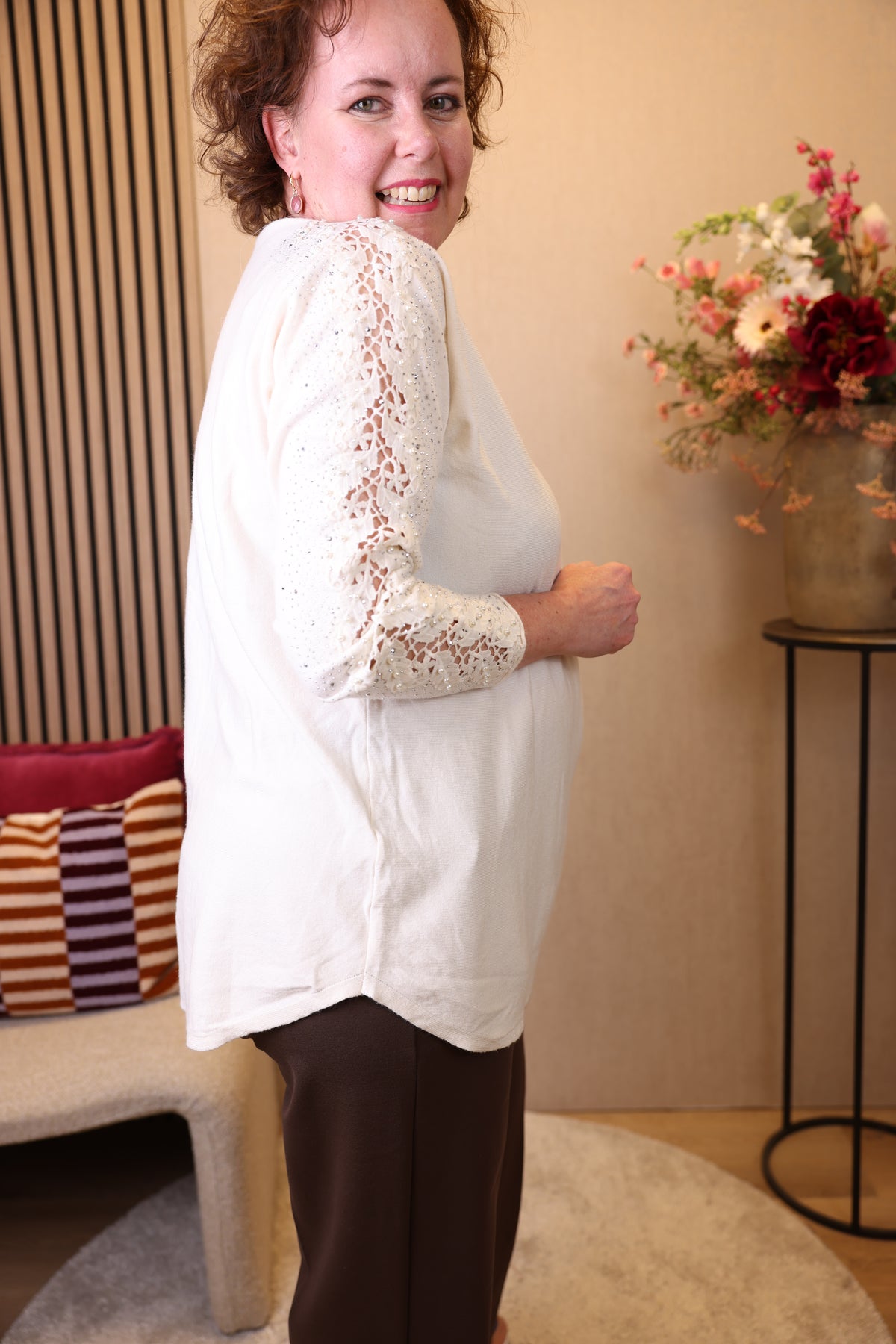 Perla | Trui beige/wit