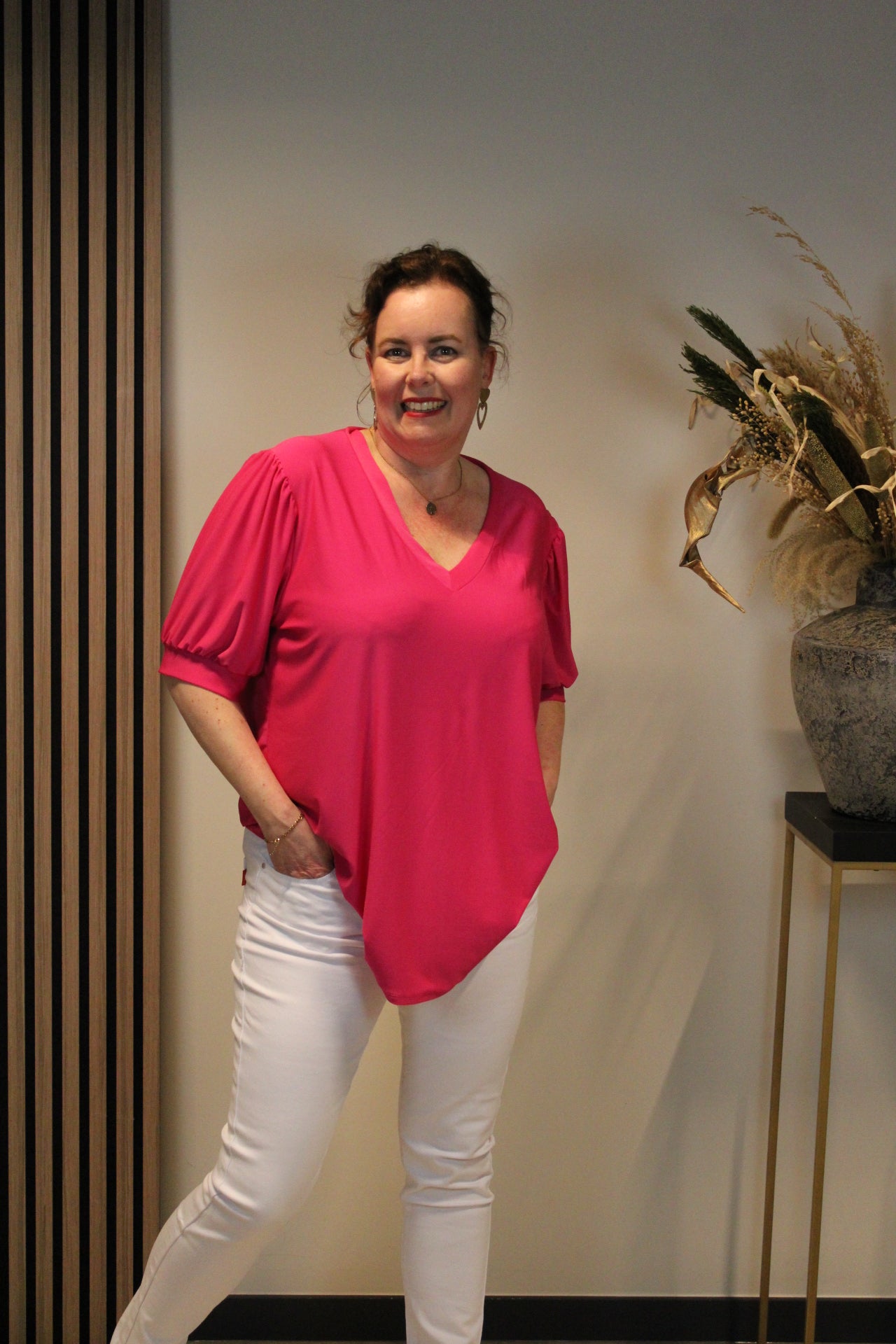 Fay | Blouse roze korte mouw 40 t/m 48