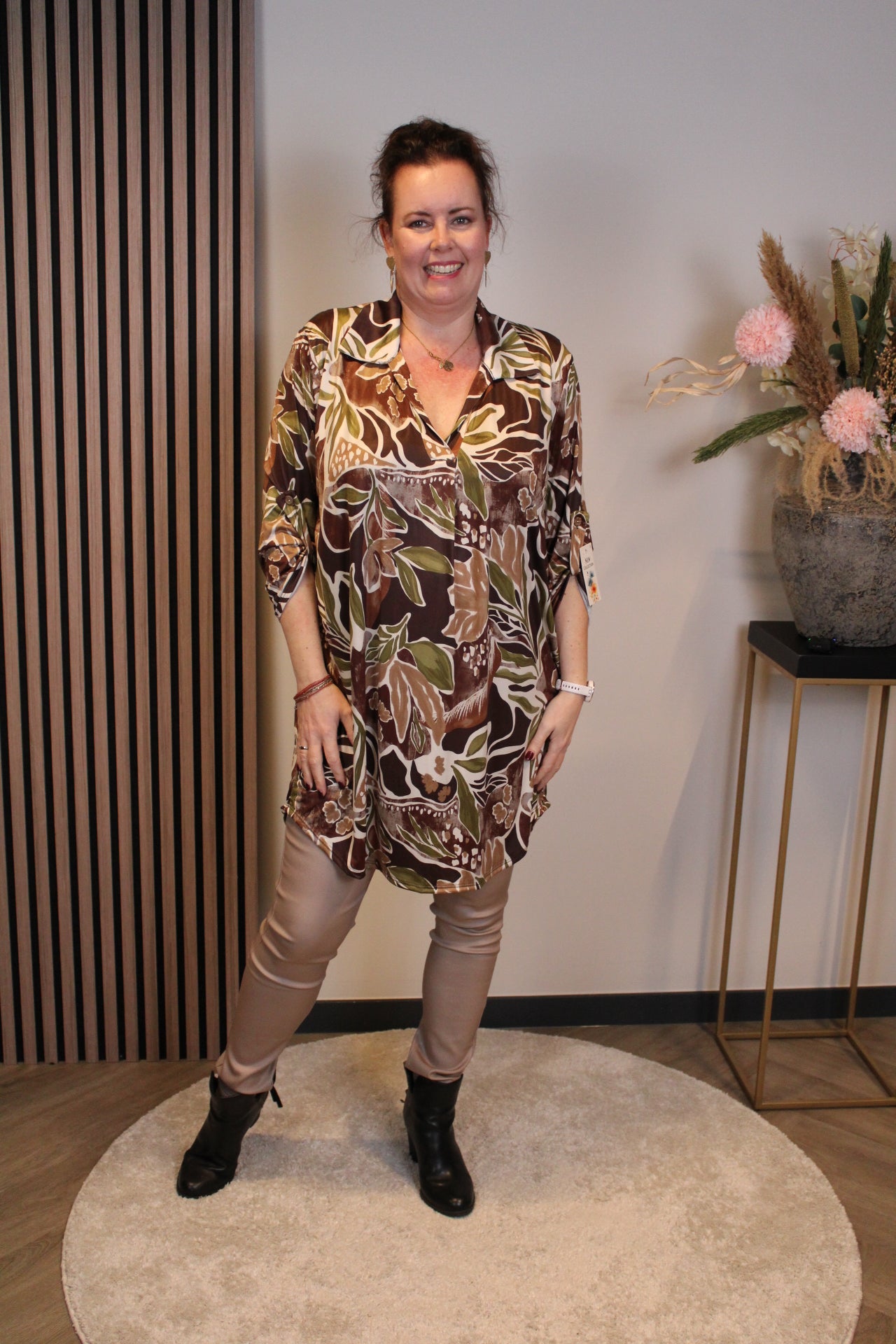 Helene | tuniek bruin met kraagje 38 t/m 48