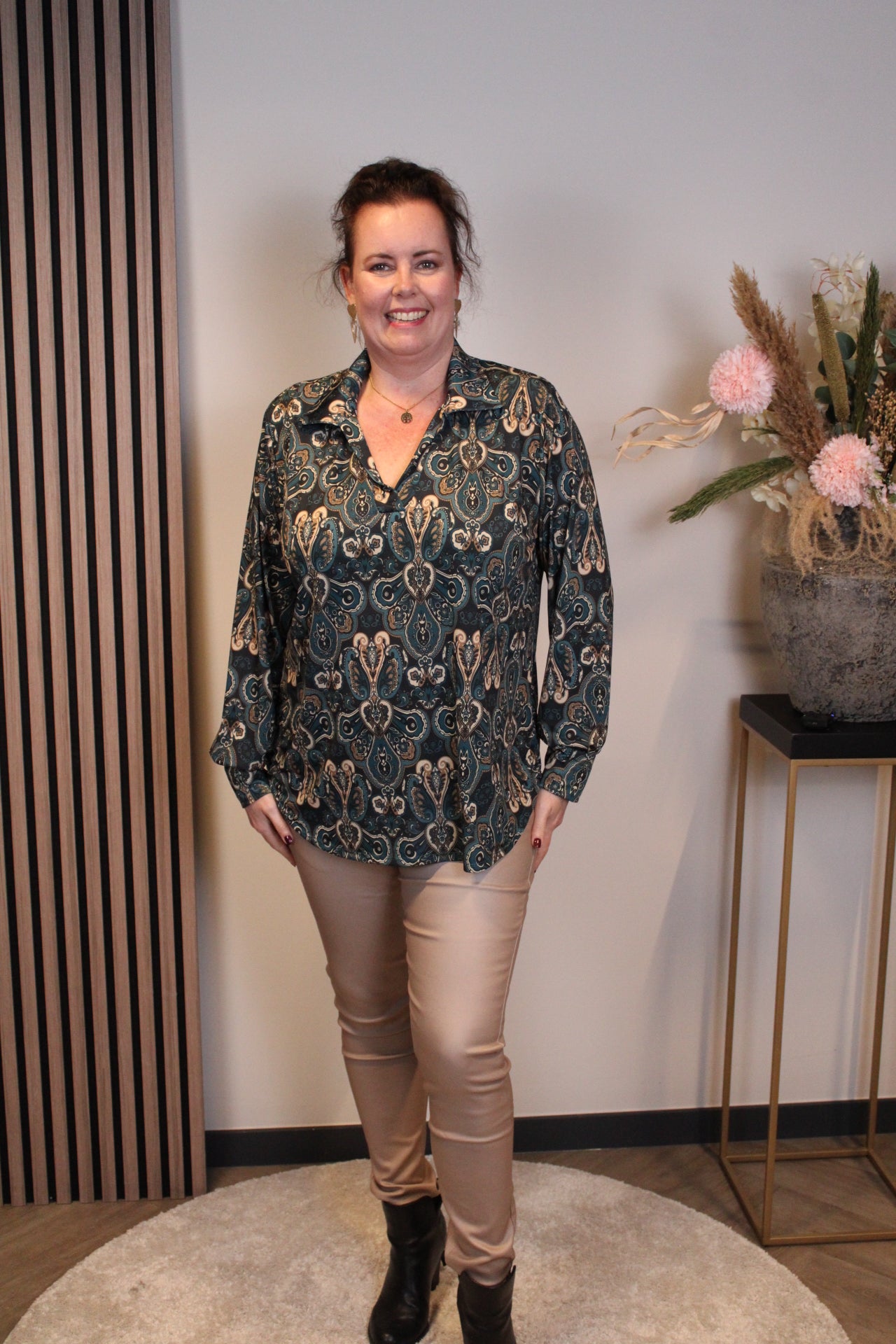 Niki | Blouse blauw met kraagje 38 t/m 48