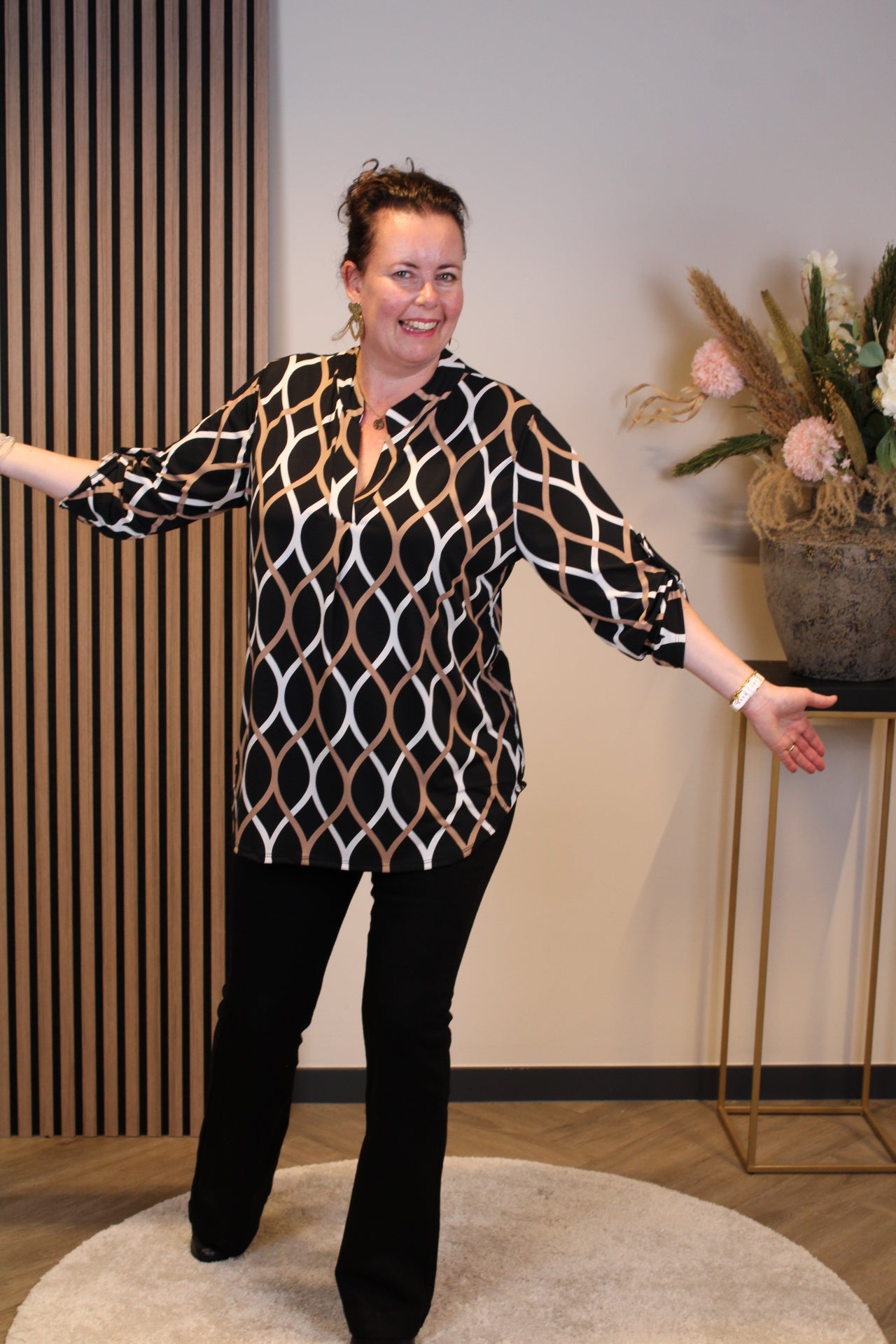 Hannah | Blouse zwart lange mouw 48 t/m 52