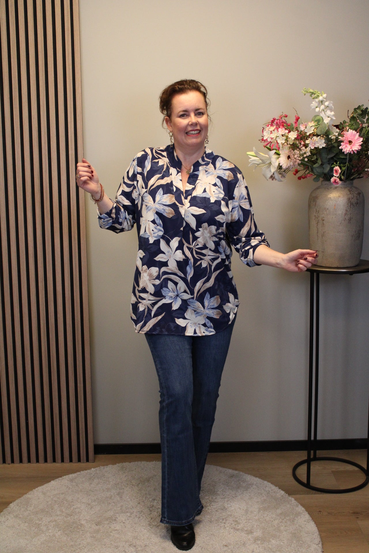 Mariska | Blouse blauw lange mouw 38 t/m 48