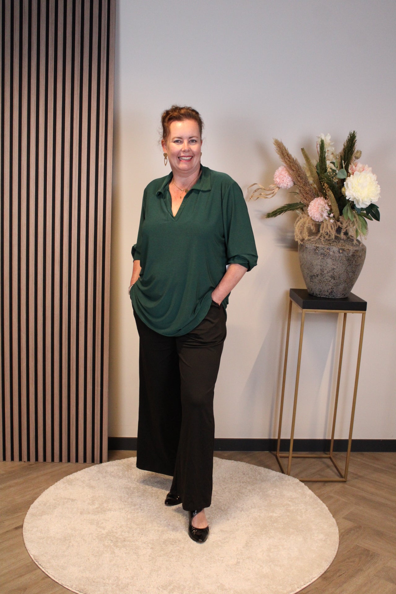 Sara | Blouse fles groen met kraagje