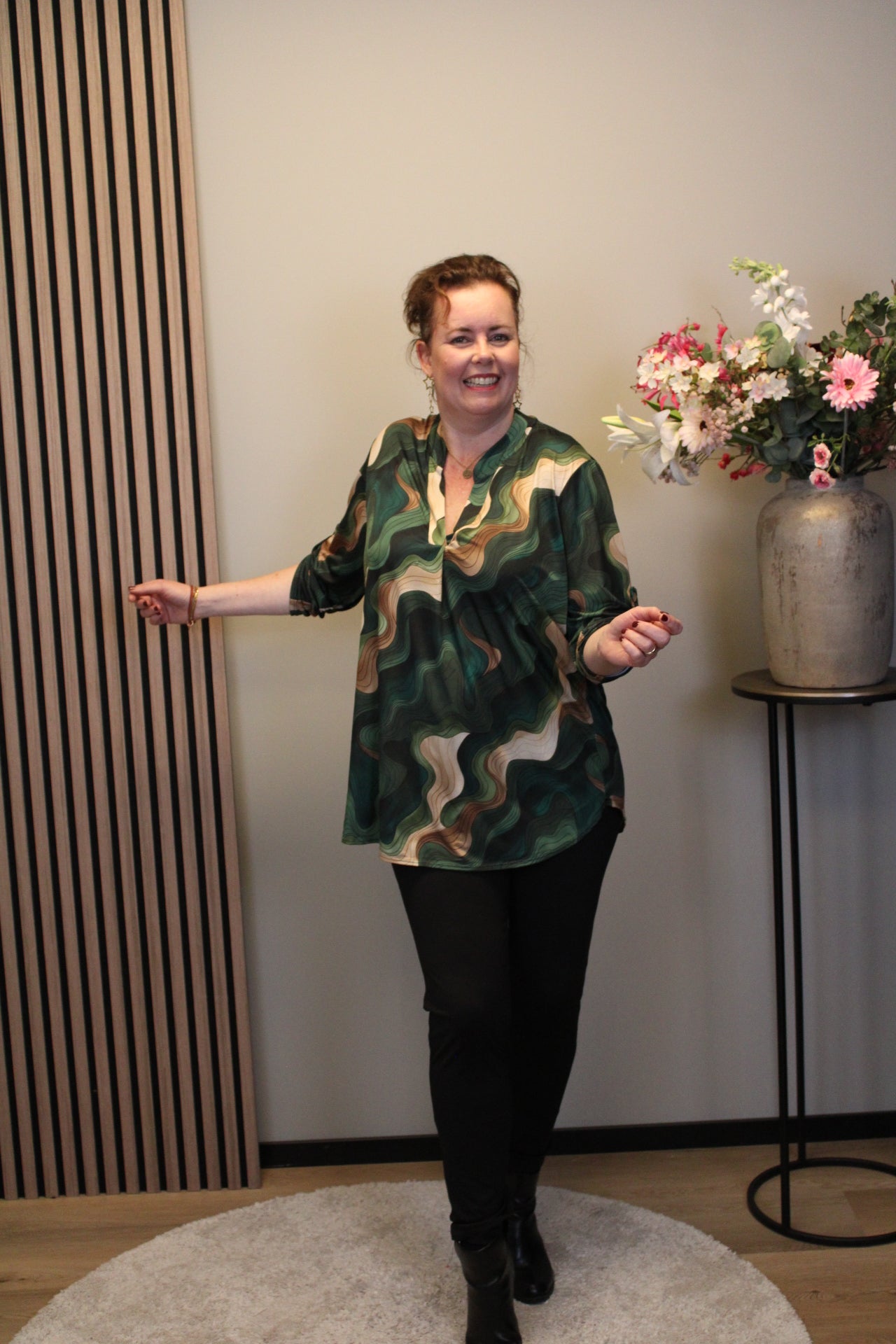 Jasmijn | Blouse groen lange mouw 38 t/m 48