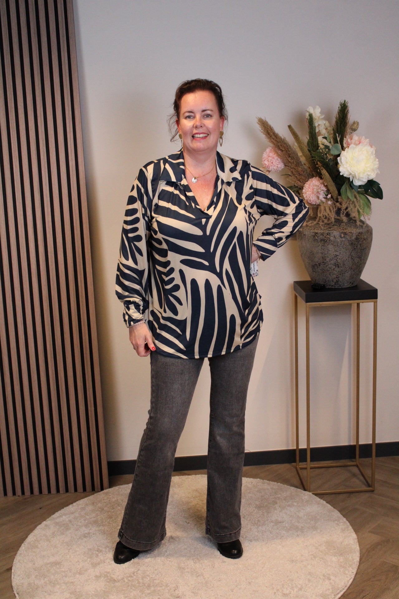 Marie | Blouse met kraagje blauw 38 t/m 48