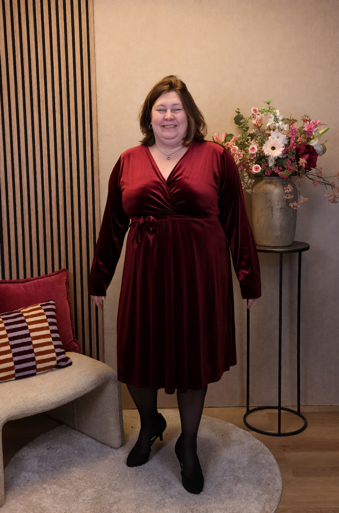 Angelina | Jurk velours rood